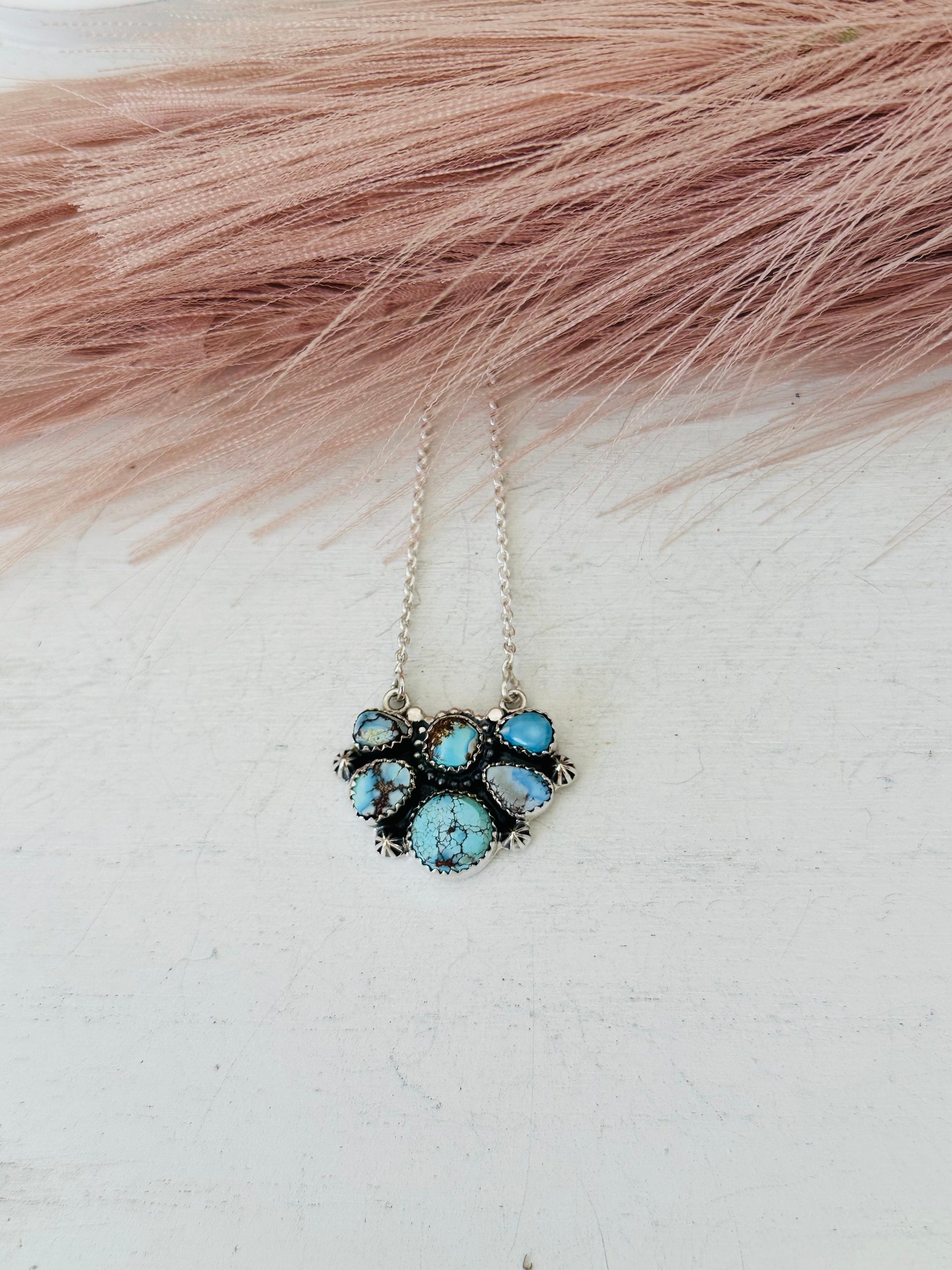 Southwest Handmade Golden Hills Turquoise & Sterling Silver Necklace