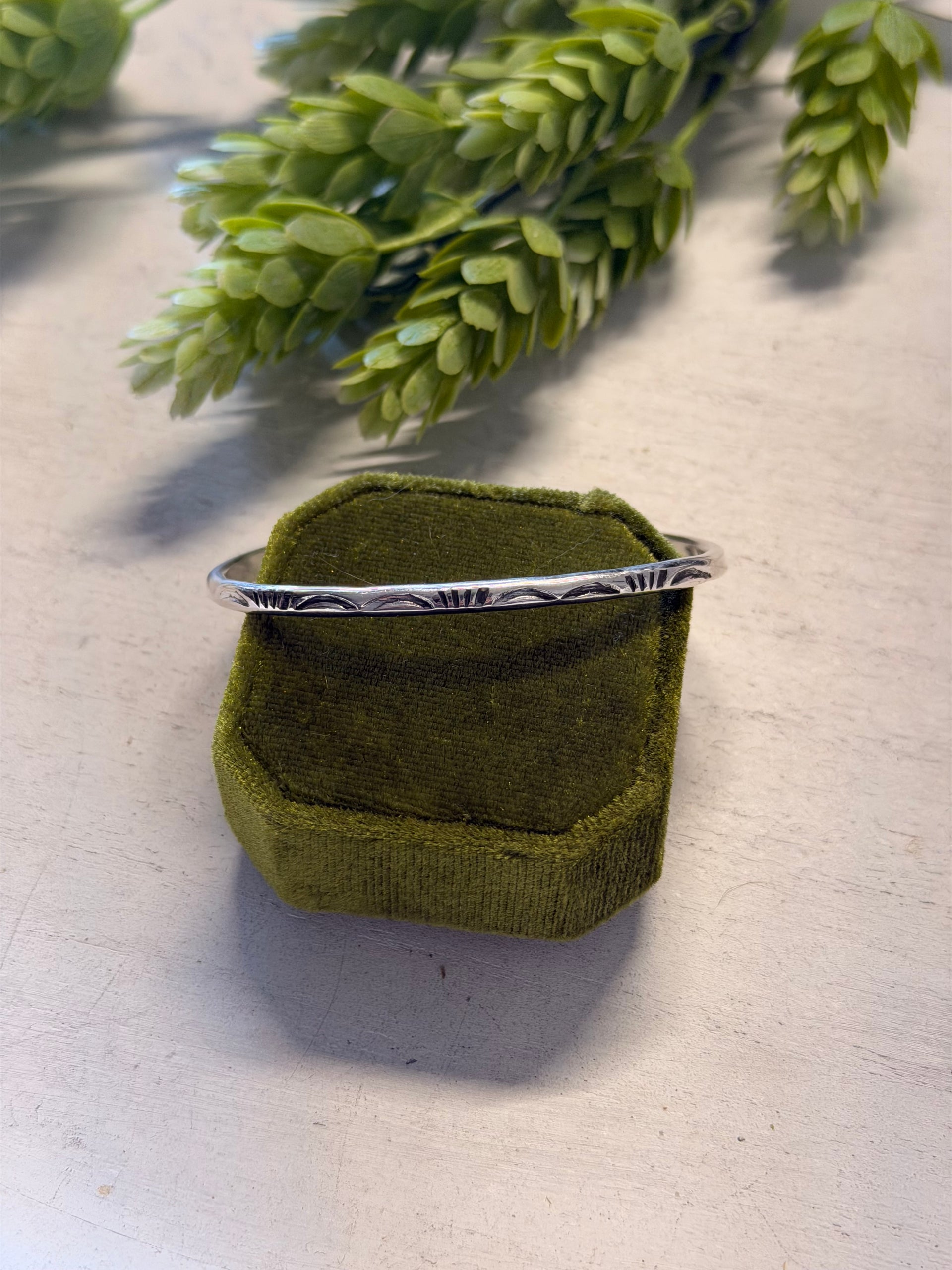 Navajo Made Sterling Silver Stamped Cuff Bracelet