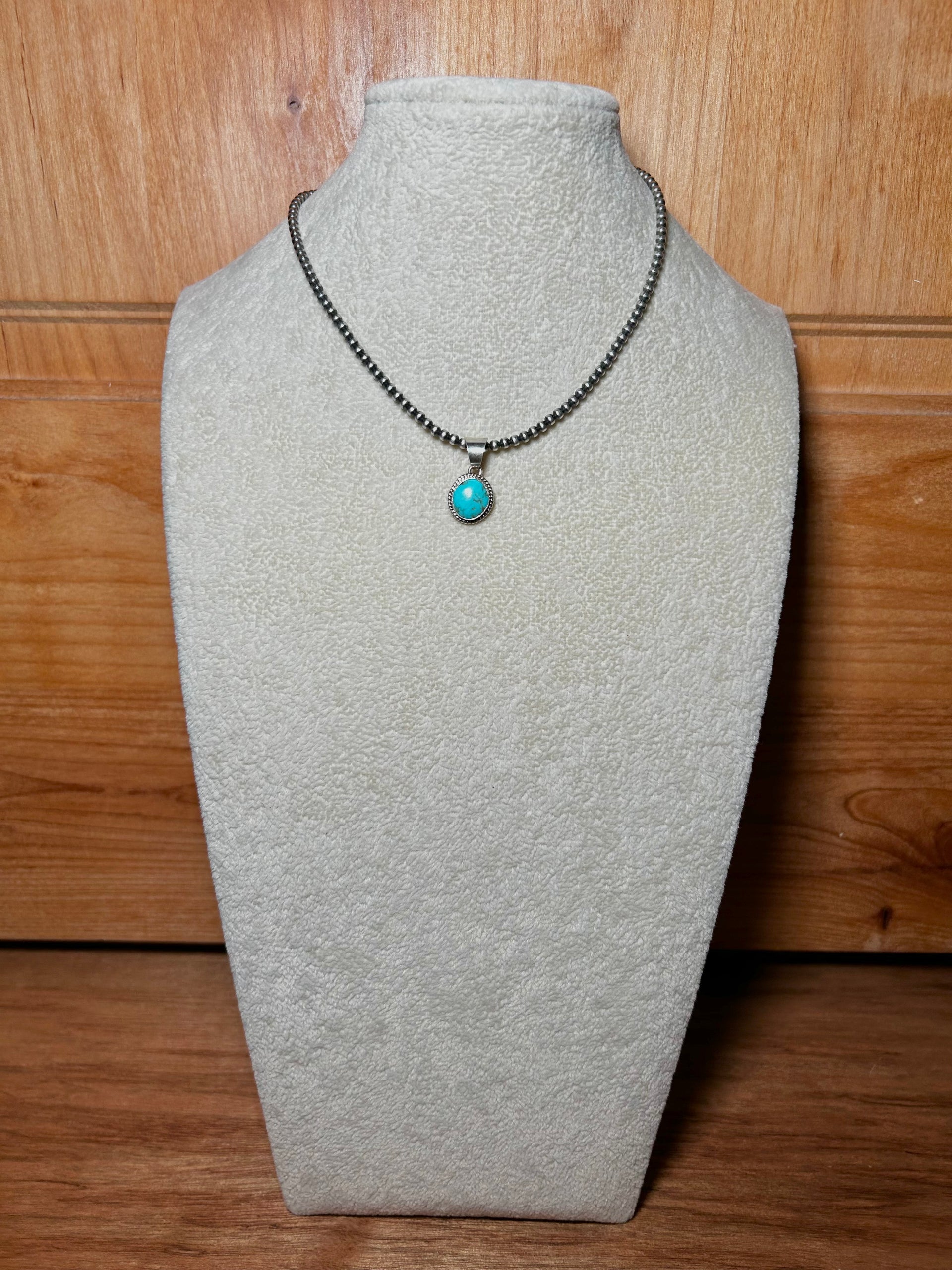 Navajo Made Kingman Turquoise & Sterling Silver Pendant