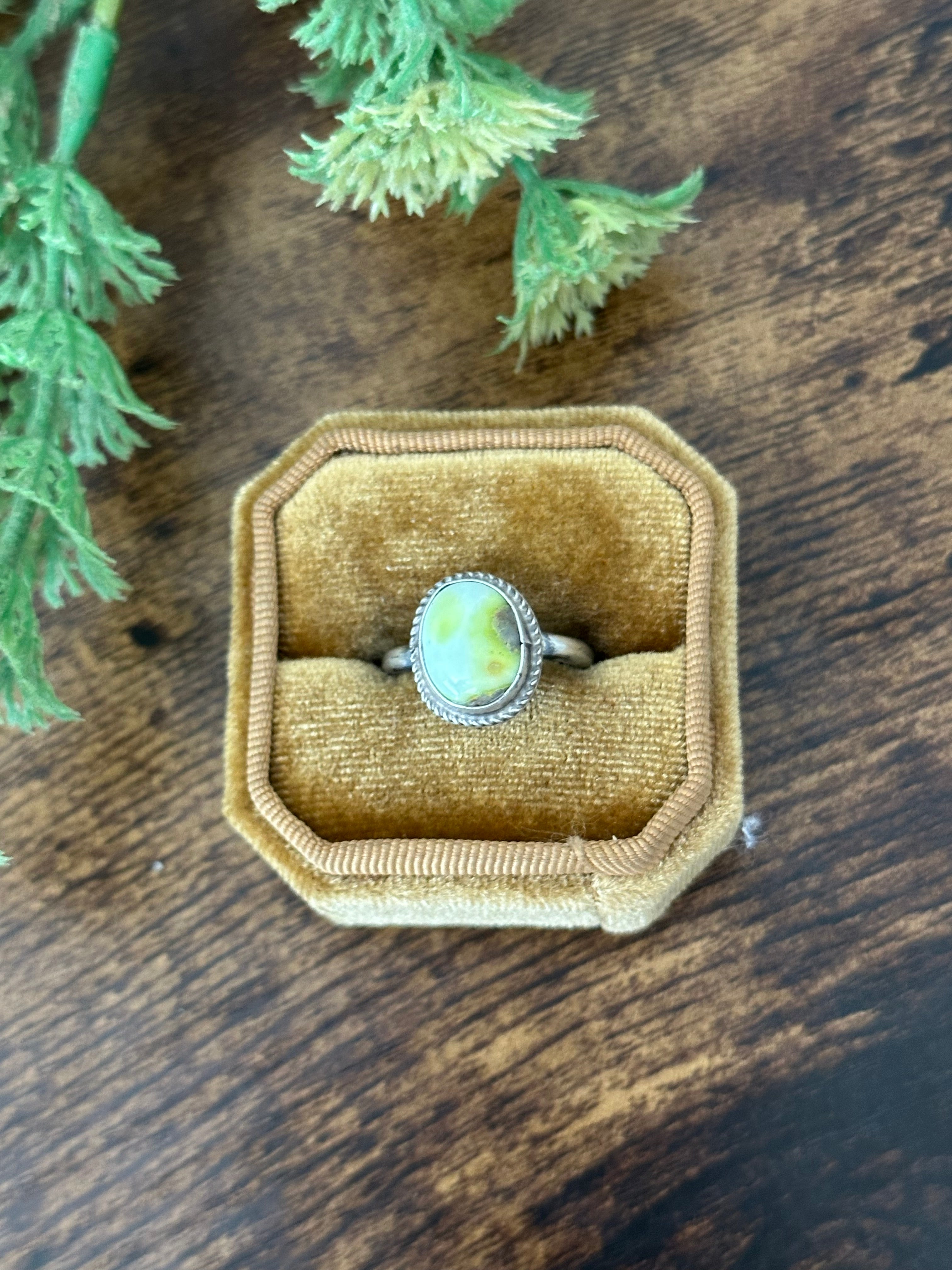 Navajo Handmade Palomino Variscite & Sterling Silver Rings