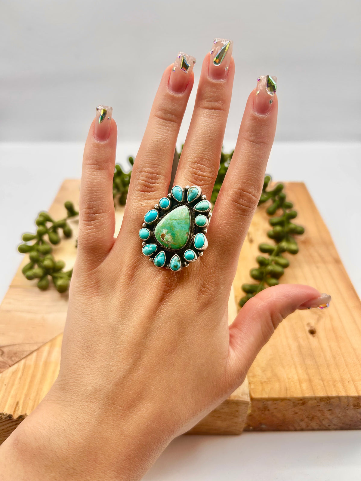 Sheila Becenti Royston  Turquoise & Sterling Silver Ring Size 8.5