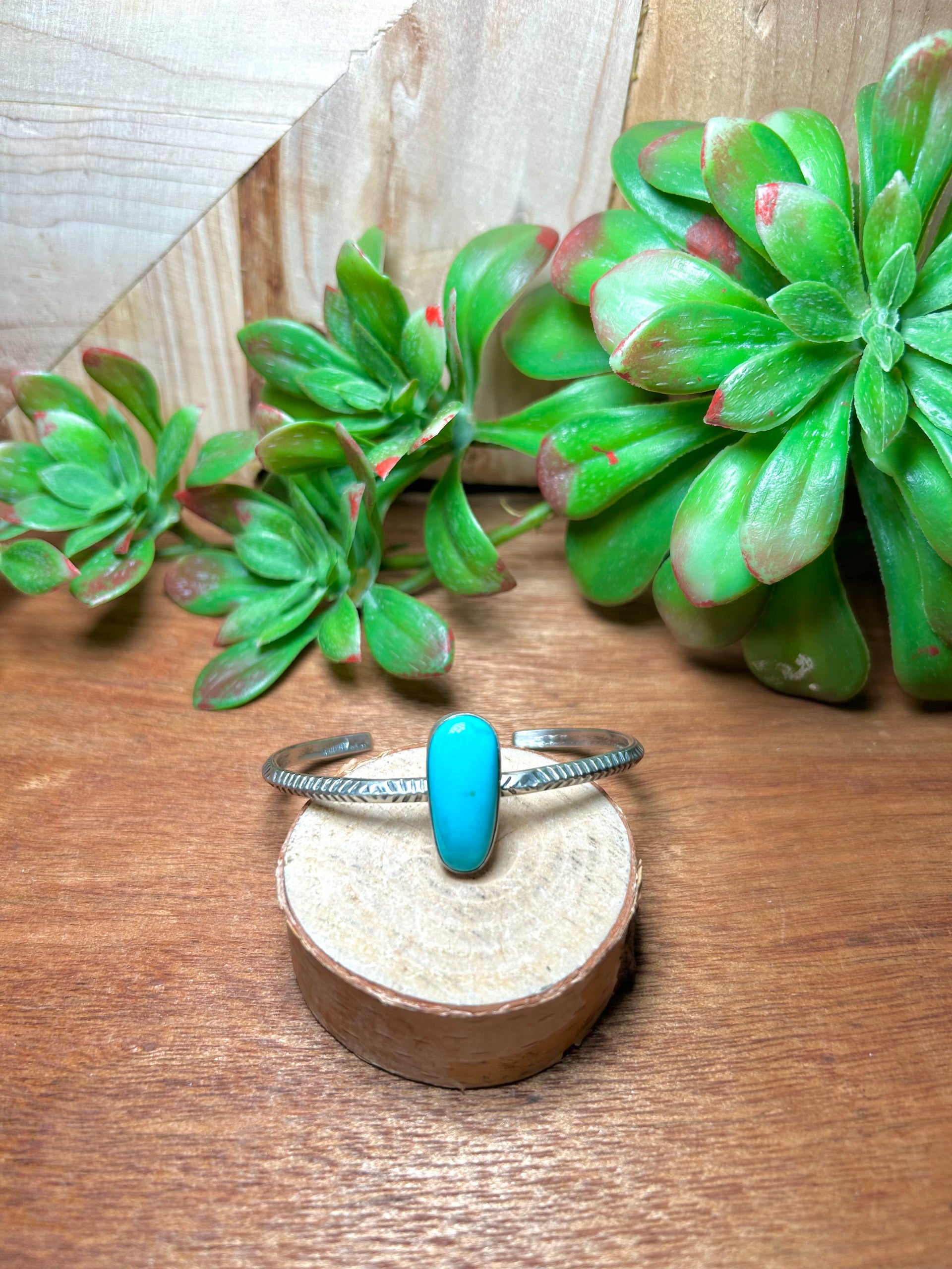 Navajo Made Kingman Turquoise & Sterling Silver Cuff Bracelet