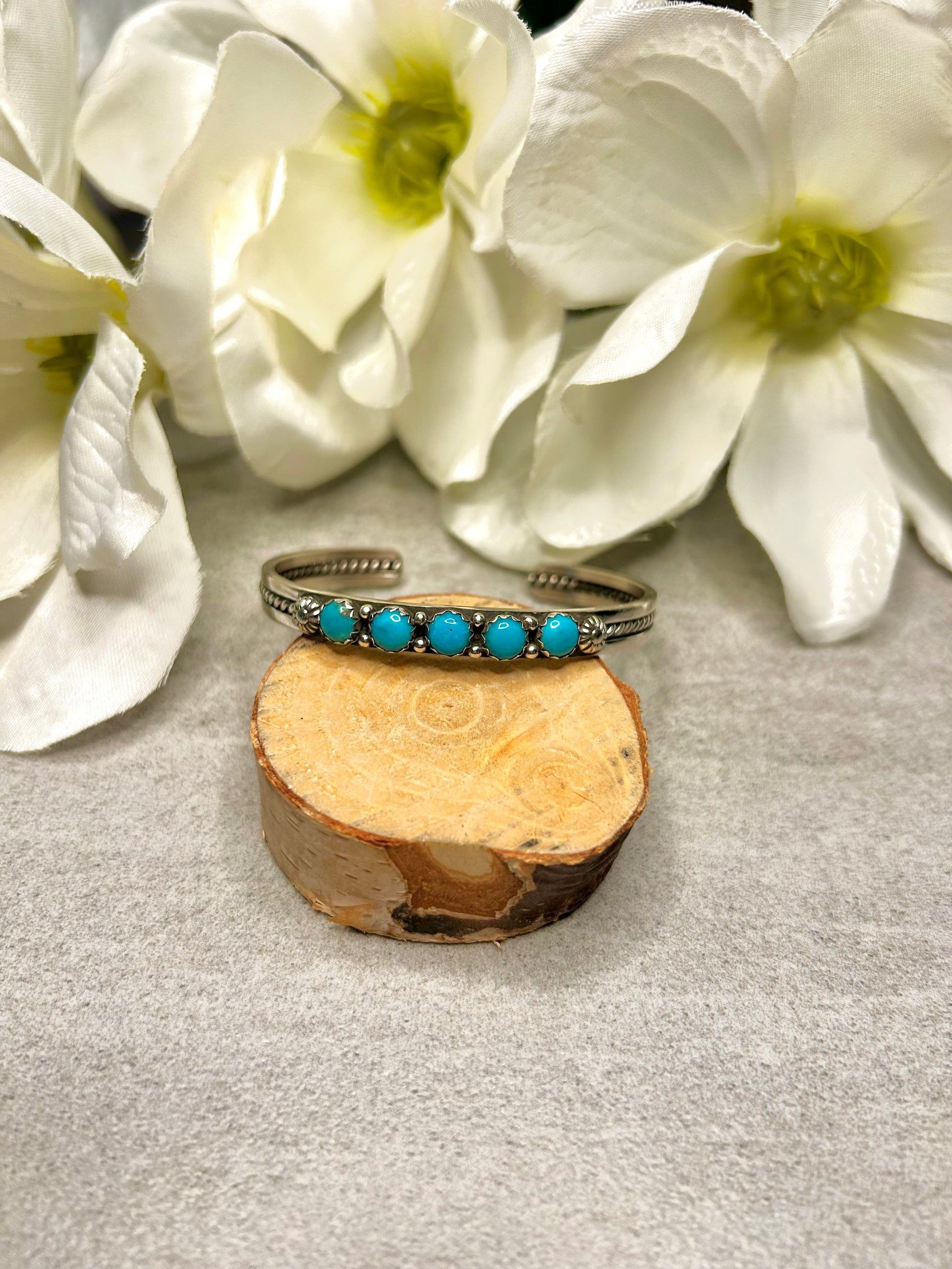 Navajo Made Kingman Turquoise & Sterling Silver Cuff Bracelet
