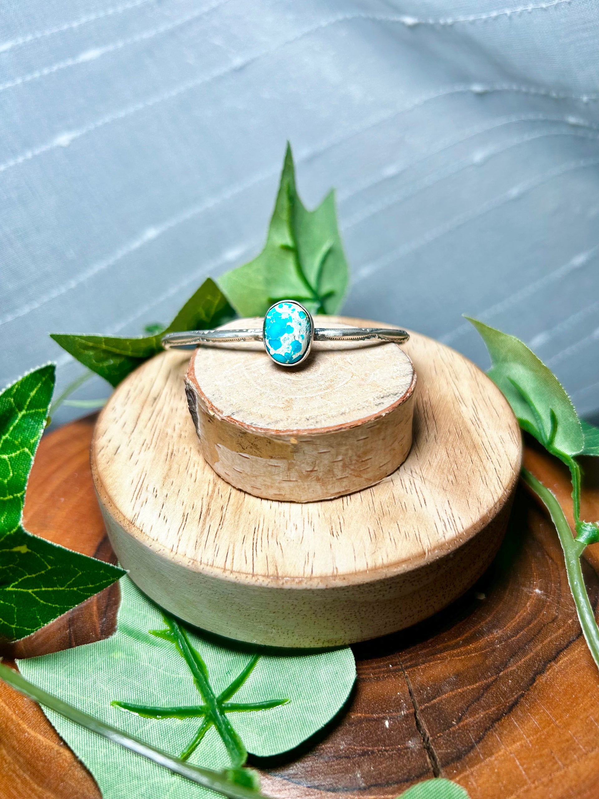 Navajo Made Kingman Turquoise & Sterling Silver Cuff Bracelet