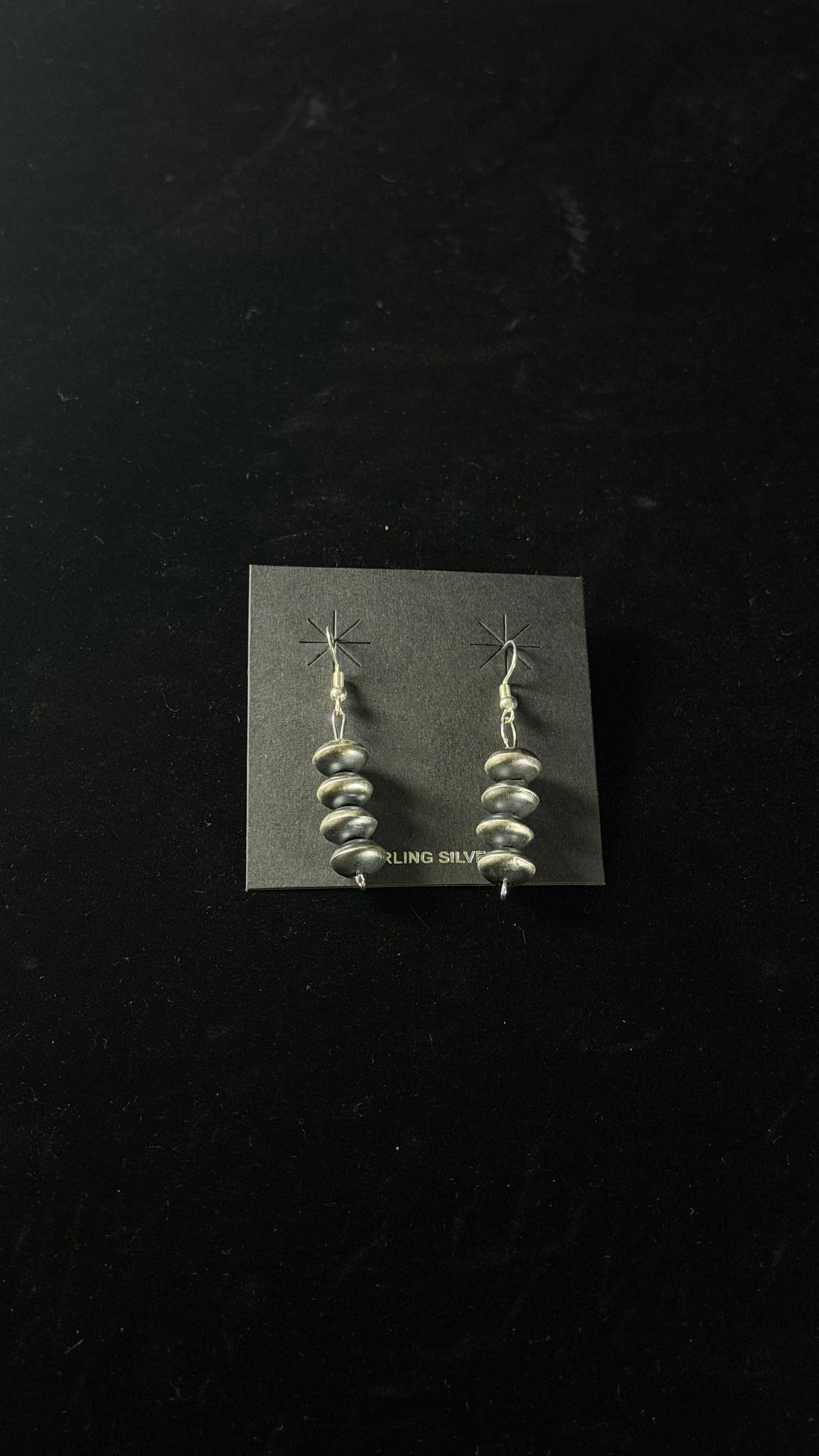 Navajo Strung Sterling Silver Handmade Made Pearl Dangle Earrings