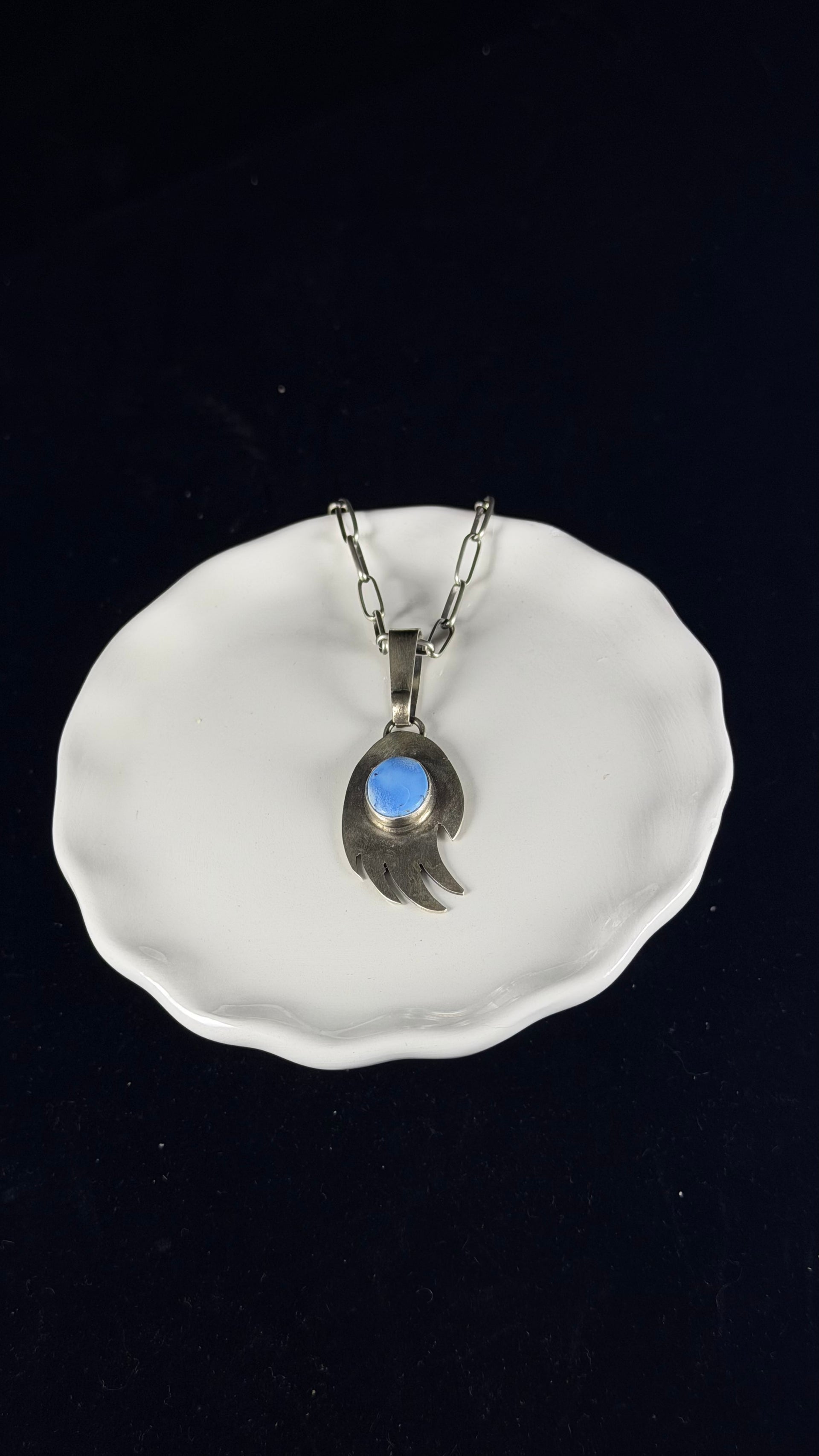 Navajo Made Golden Hill Turquoise & Sterling Silver Pendant