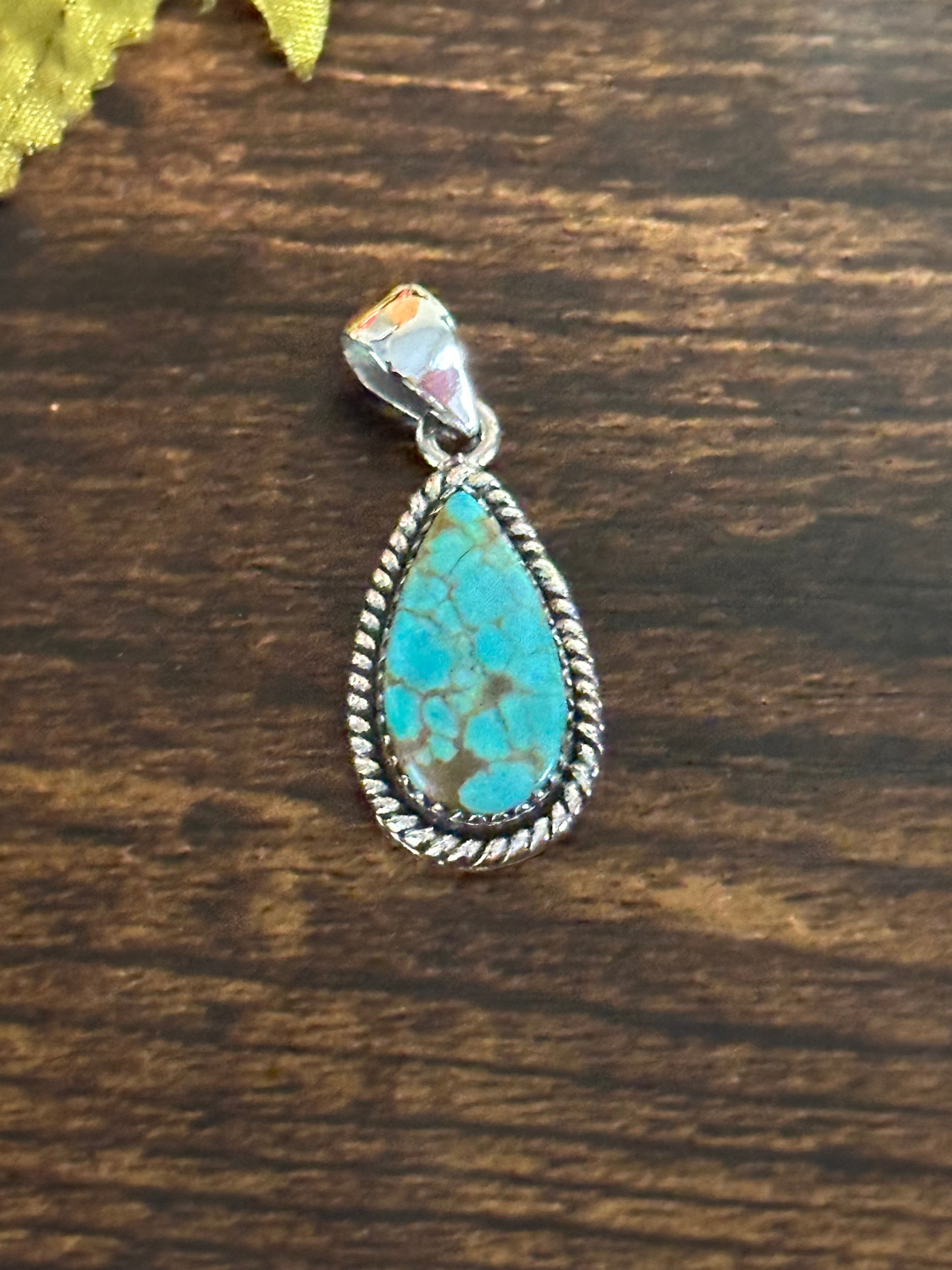 Southwest Handmade #8 Turquoise & Sterling Silver Pendant