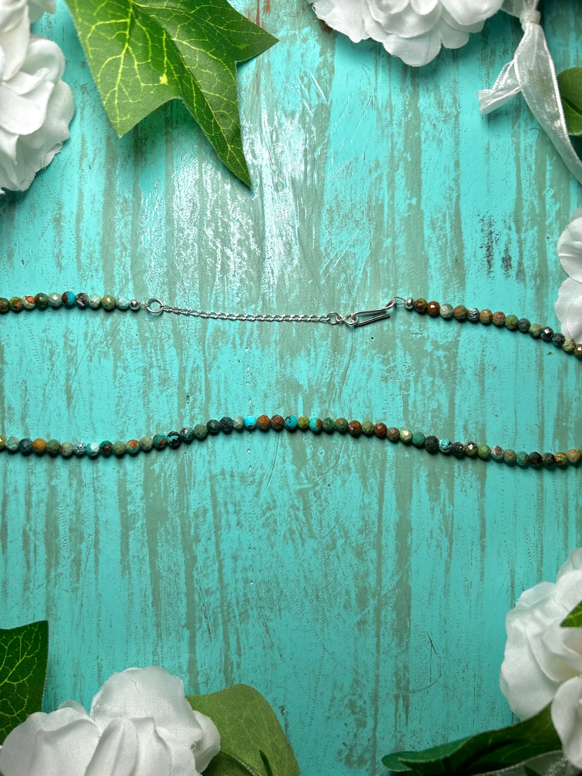 Navajo Made Strung Mixed Turquoise & Sterling Silver Necklace
