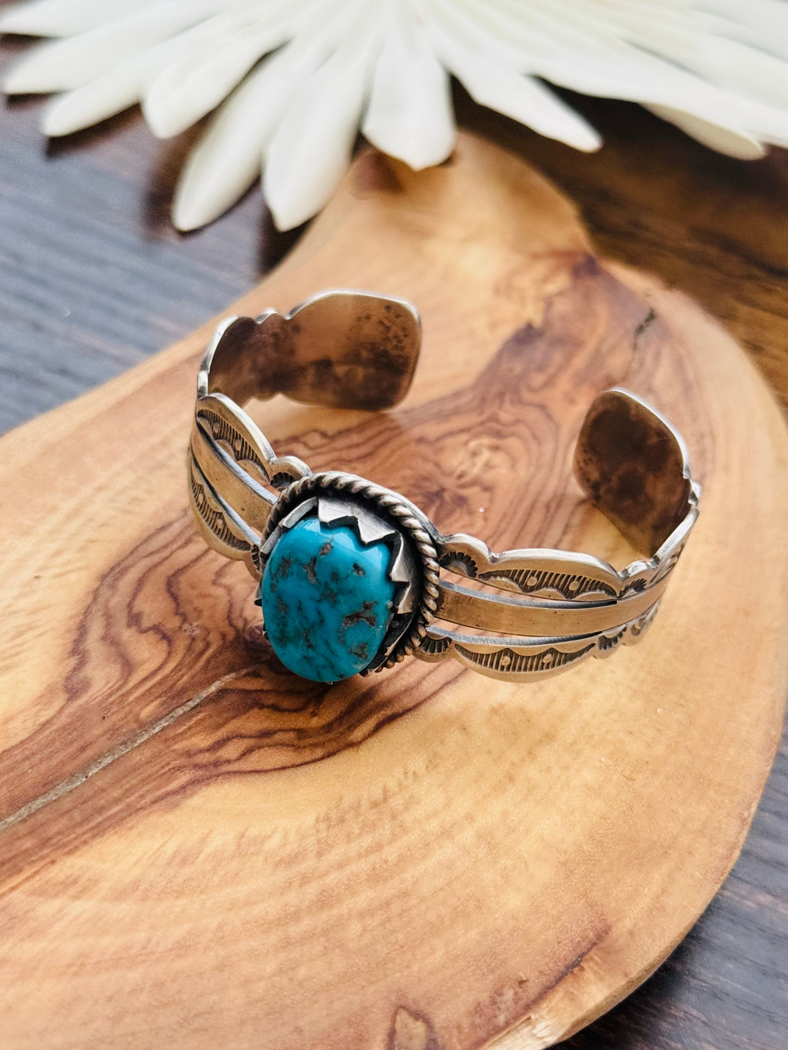 Eugene Belone Kingman Nugget Turquoise & Sterling Silver Cuff Bracelet