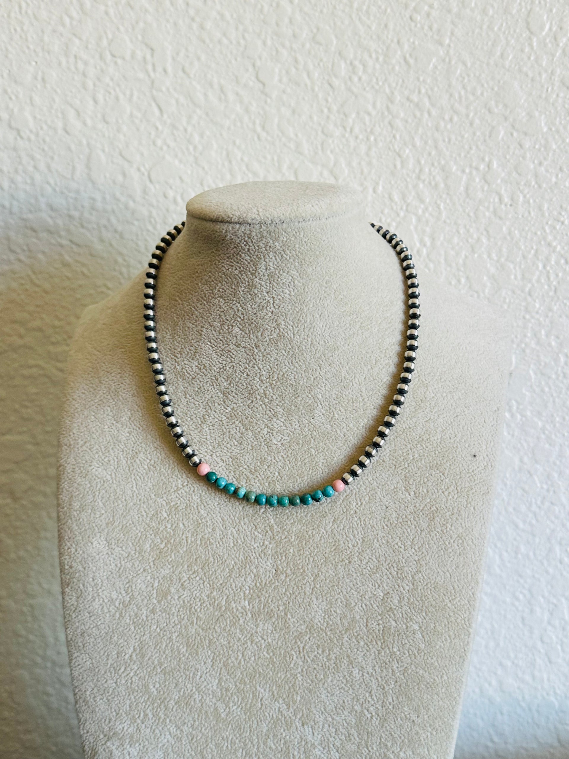 Navajo Strung Multi Stone & Sterling Silver Pearl Necklace
