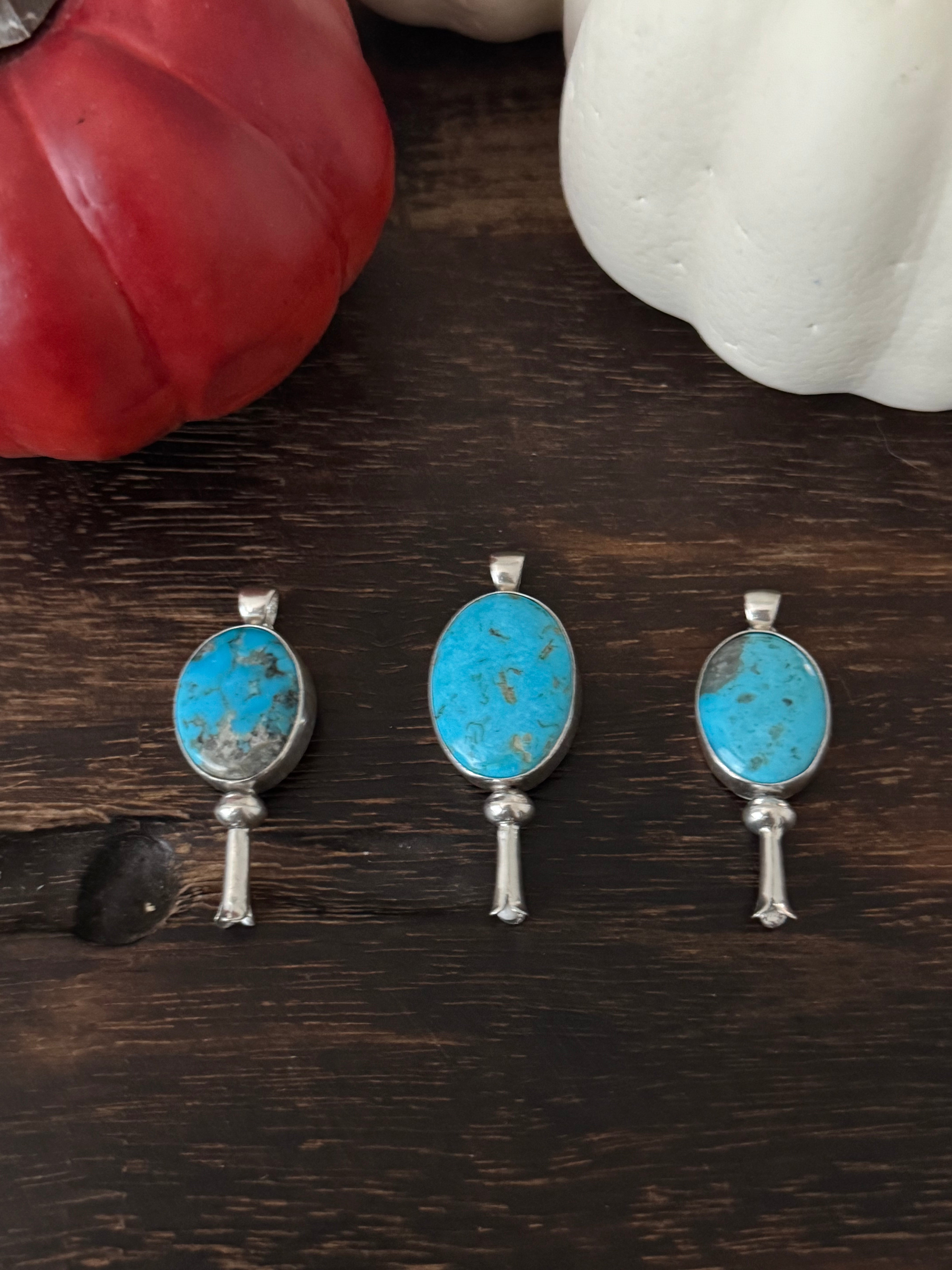 Peggy Skeets Kingman Turquoise & Sterling Silver Pendant