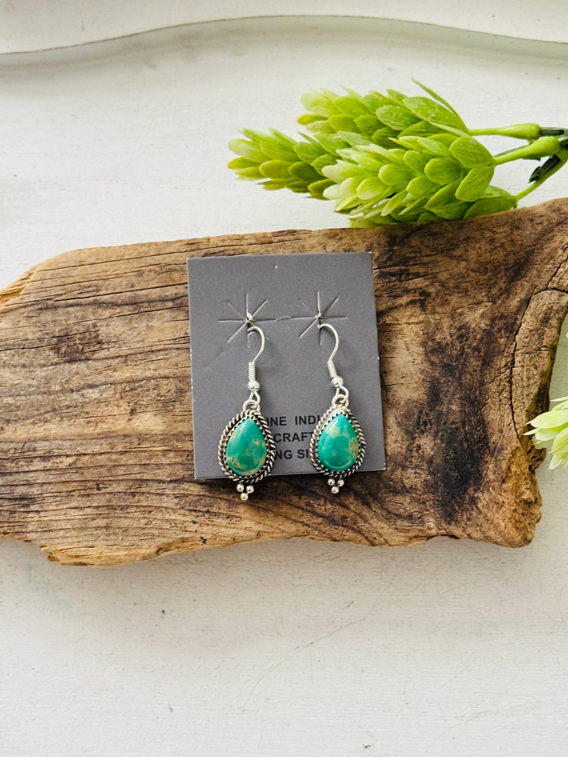 Trish Largo Kingman Turquoise & Sterling Silver Dangle Earrings