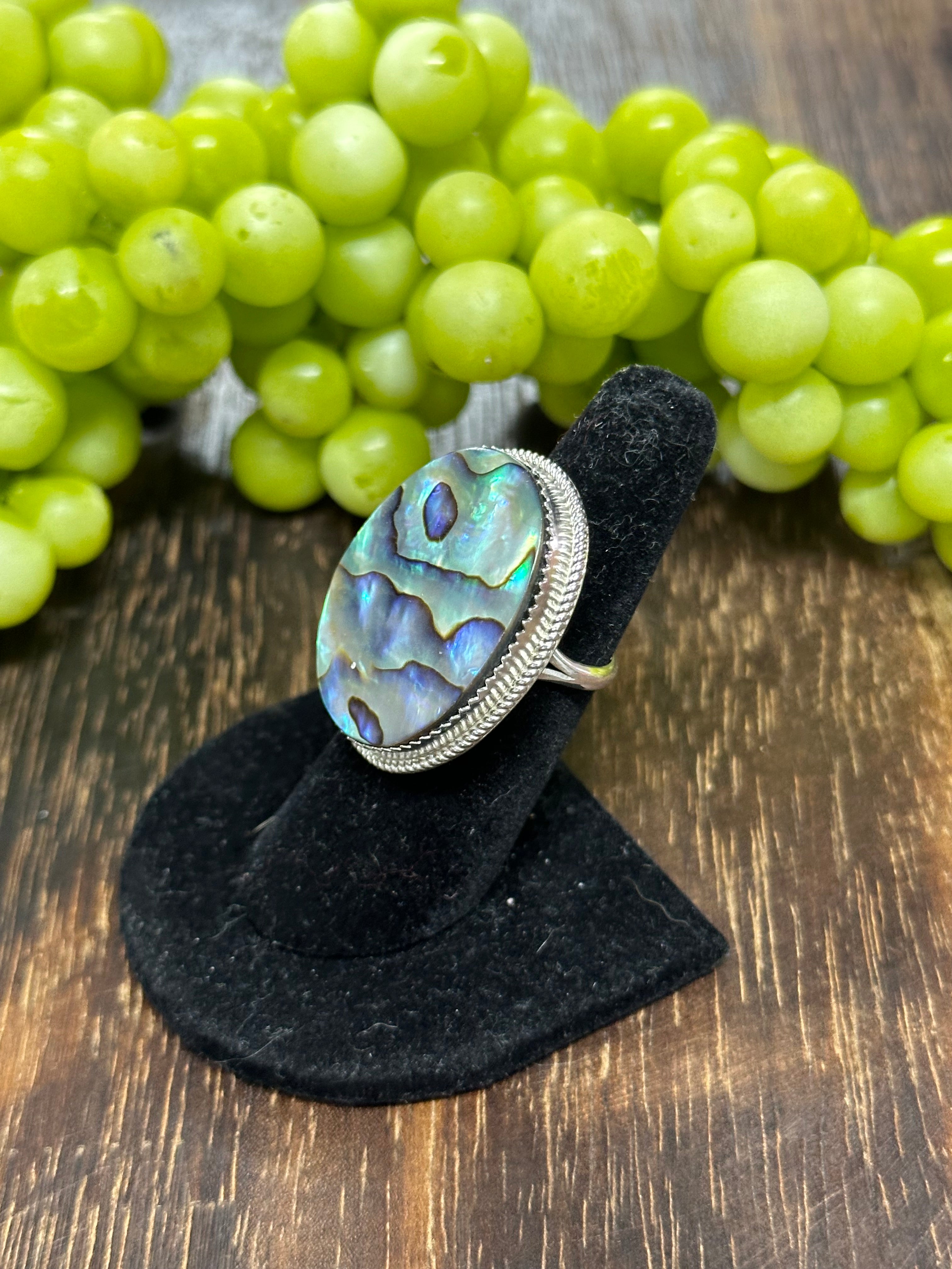 Reda Galvan Abalone & Sterling Silver Ring Size 6.5