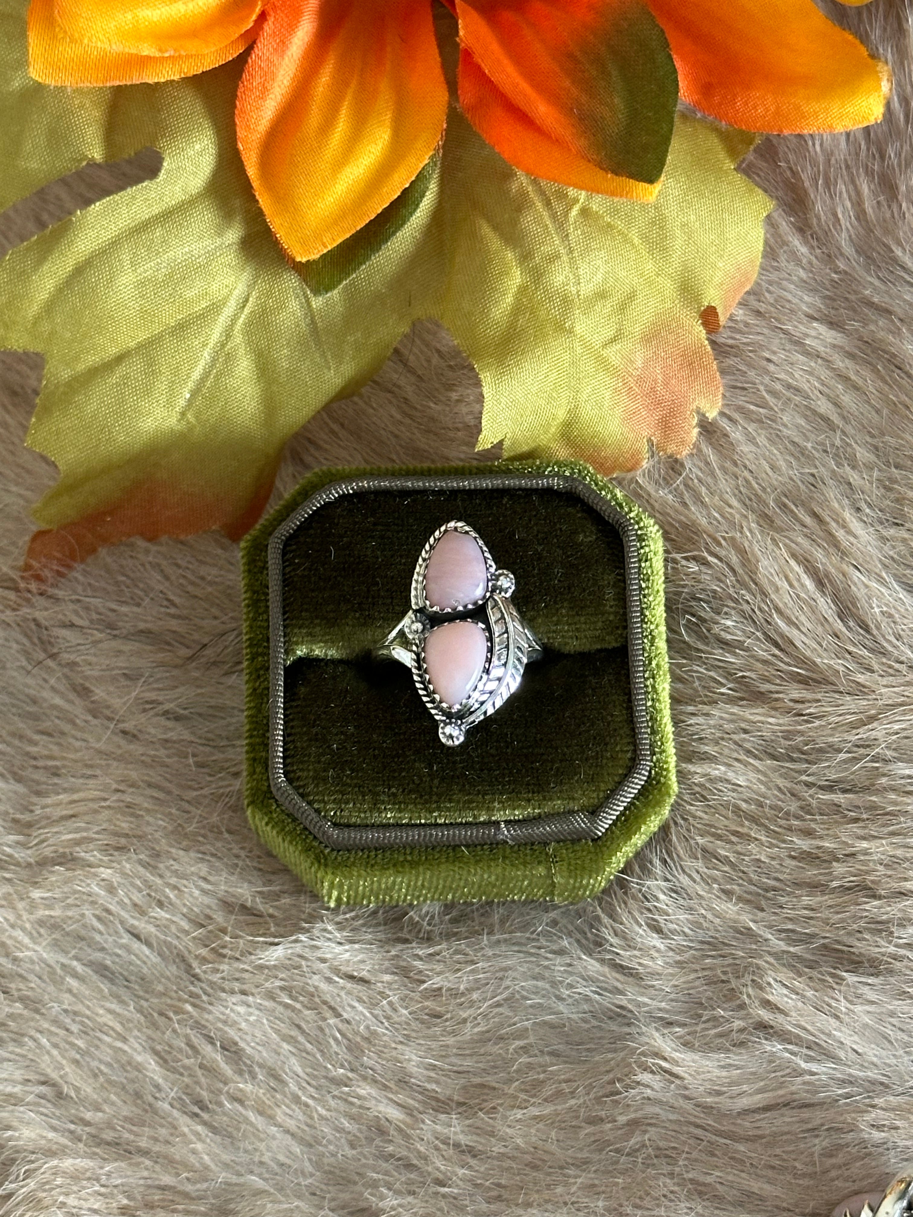 Southwest Handmade Pink Opal & Sterling Silver Ring