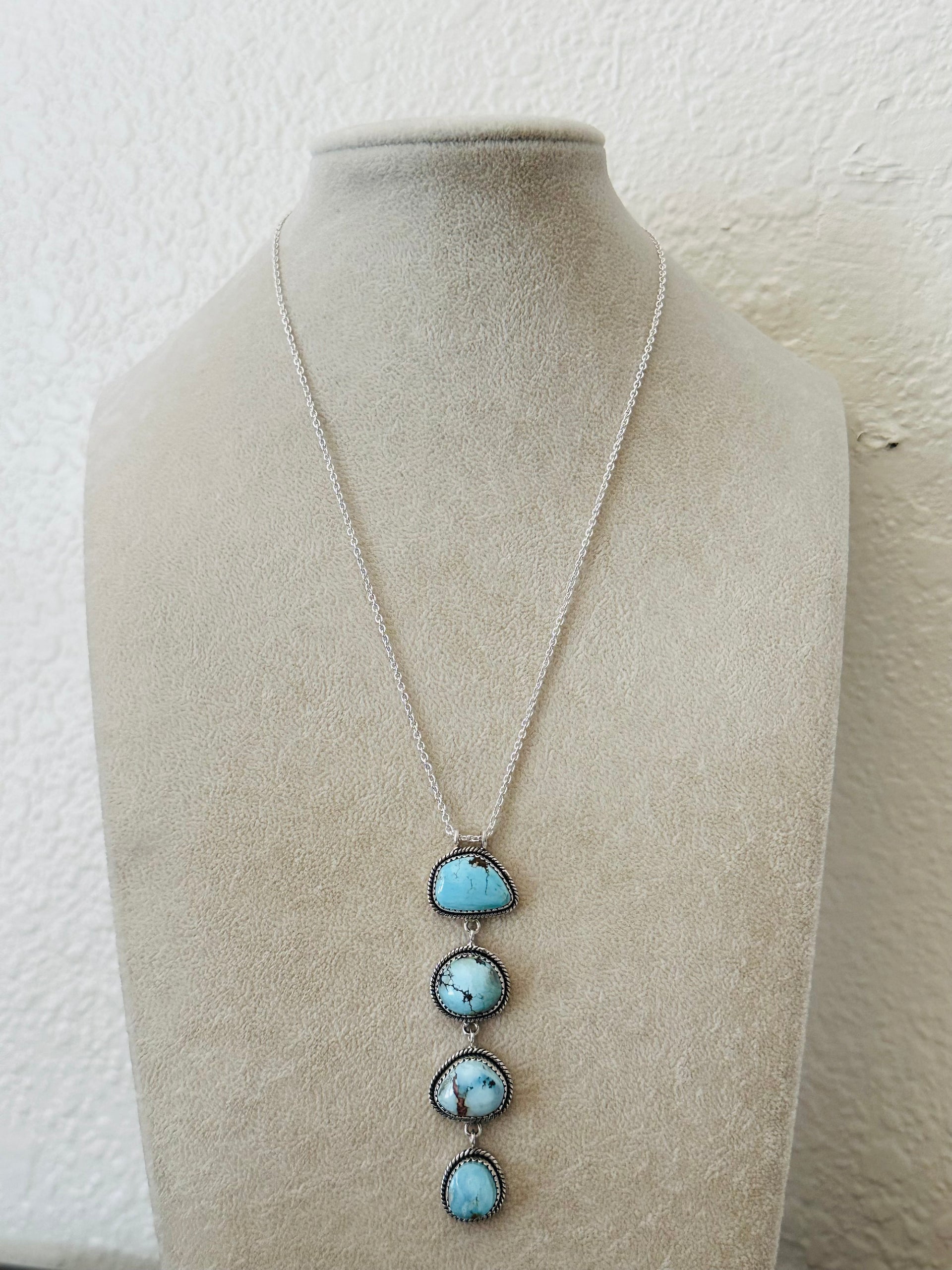 Southwest Handmade Golden Hills Turquoise & Sterling Silver Necklace