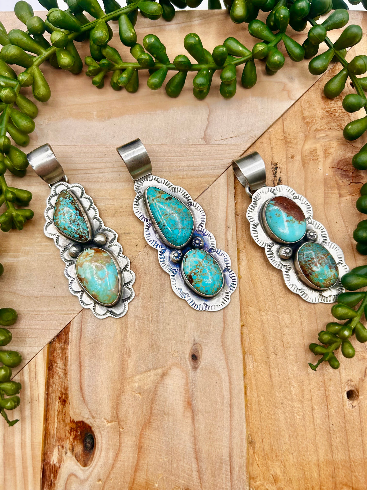 Navajo Made Mine 8 Turquoise & Sterling Silver Pendant