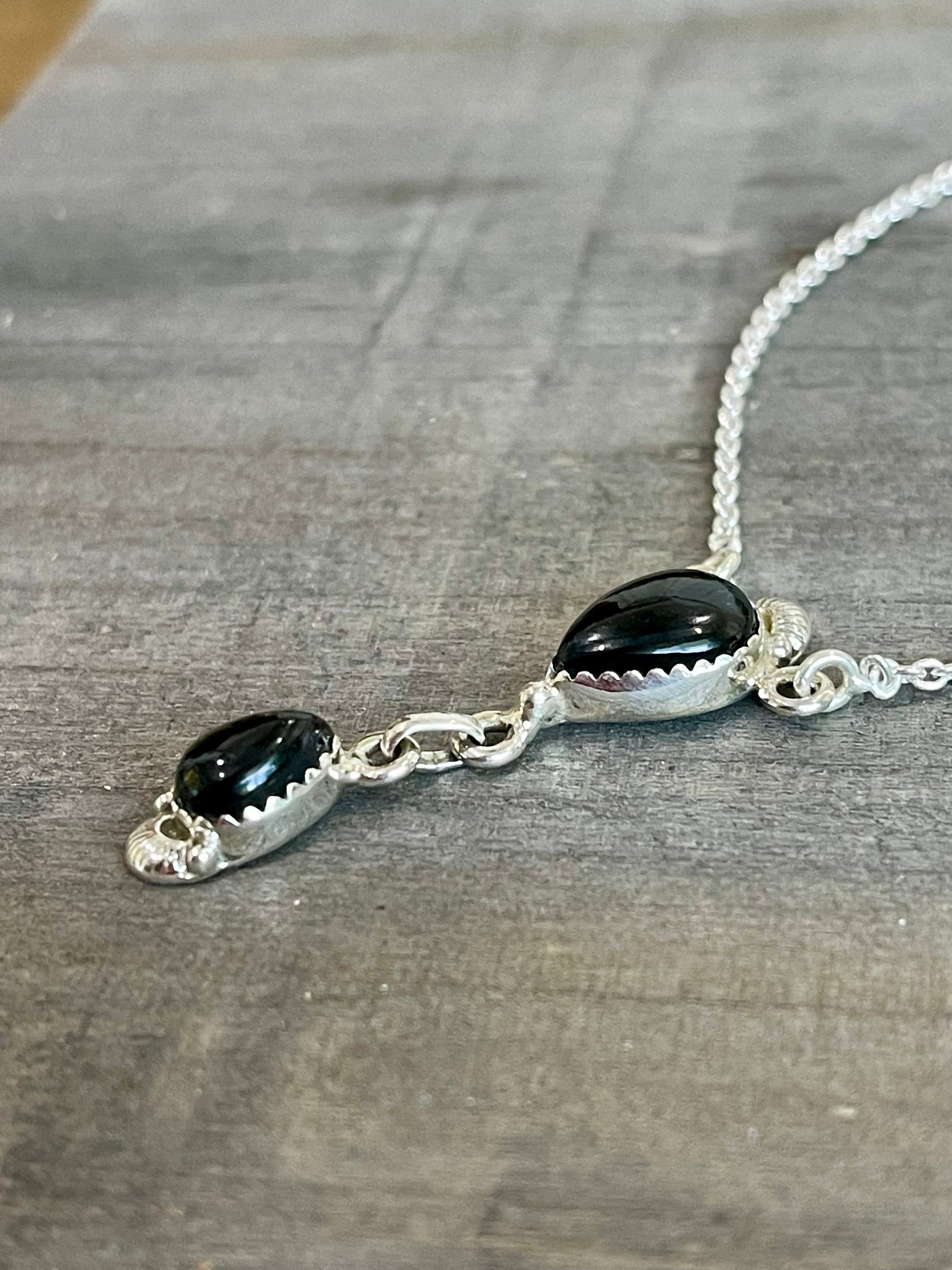 Southwest Handmade Black Onyx & Sterling Silver Chain Necklace