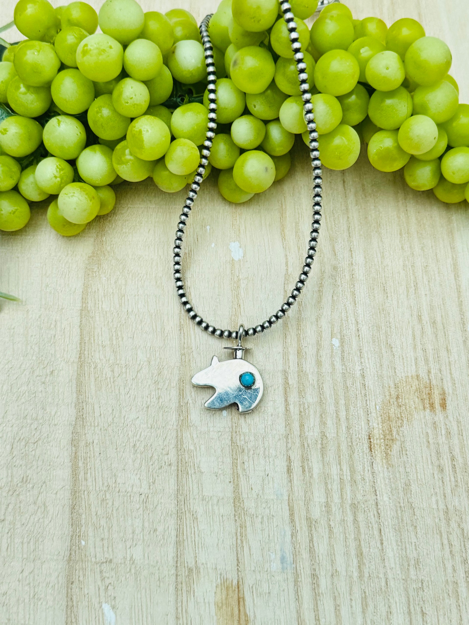 Navajo Made Kingman & Bear Sterling Silver