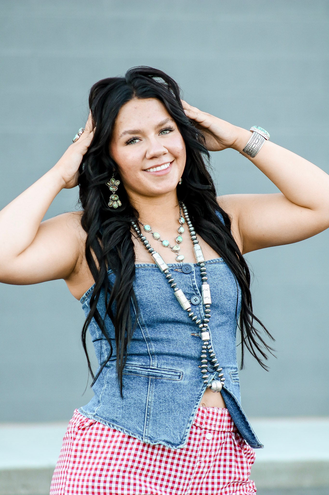 Navajo Strung Graduated Sterling Silver Barrel Pearls Beaded Necklace