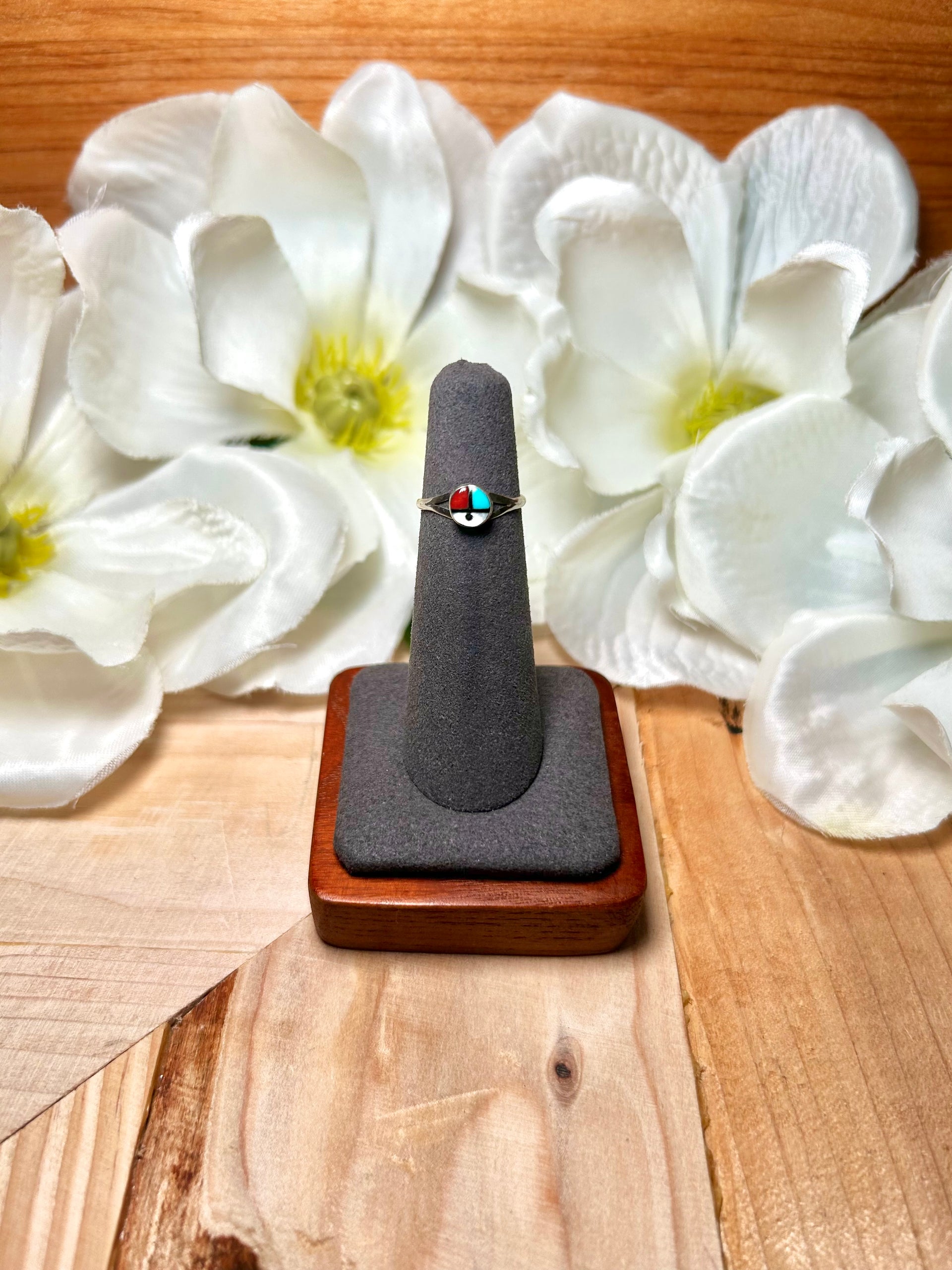 Zuni Made Multi Stone & Sterling Silver Ring