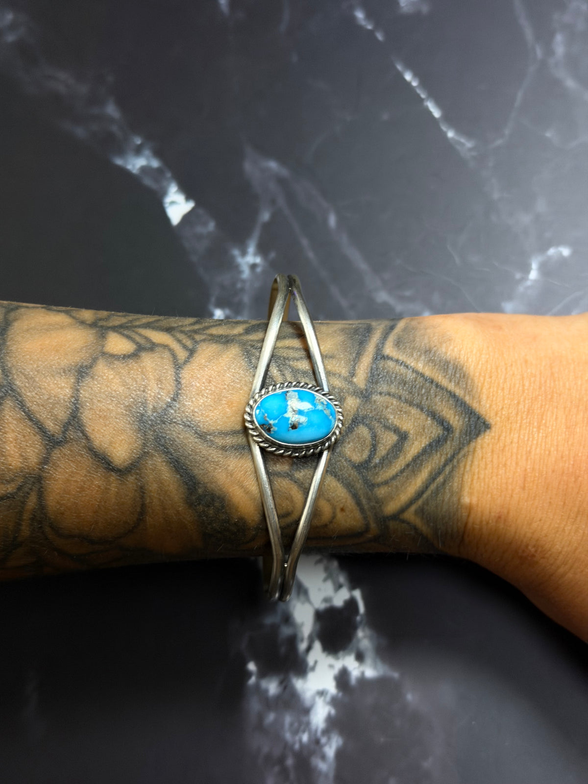 Dave Skeets Blue Ridge Turquoise & Sterling Silver Cuff Bracelet