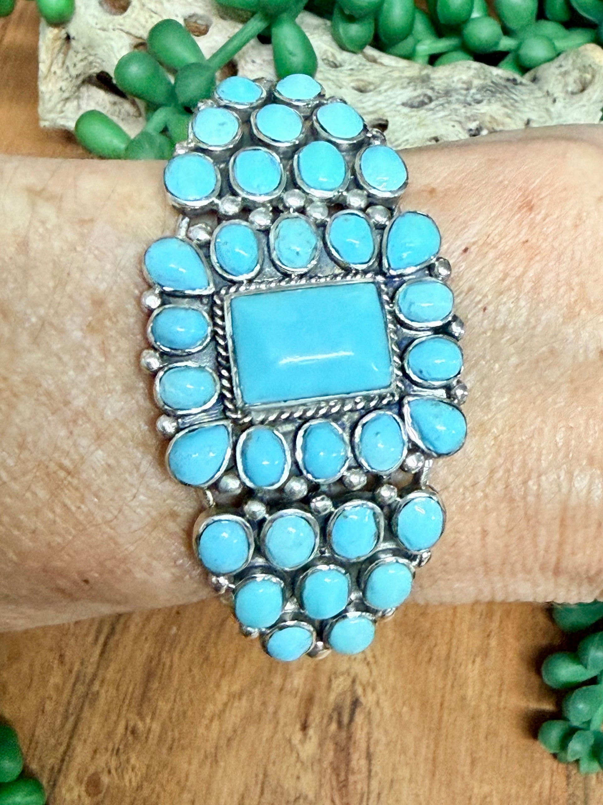 Southwest Handmade Kingman Turquoise & Sterling Silver Cuff Bracelet