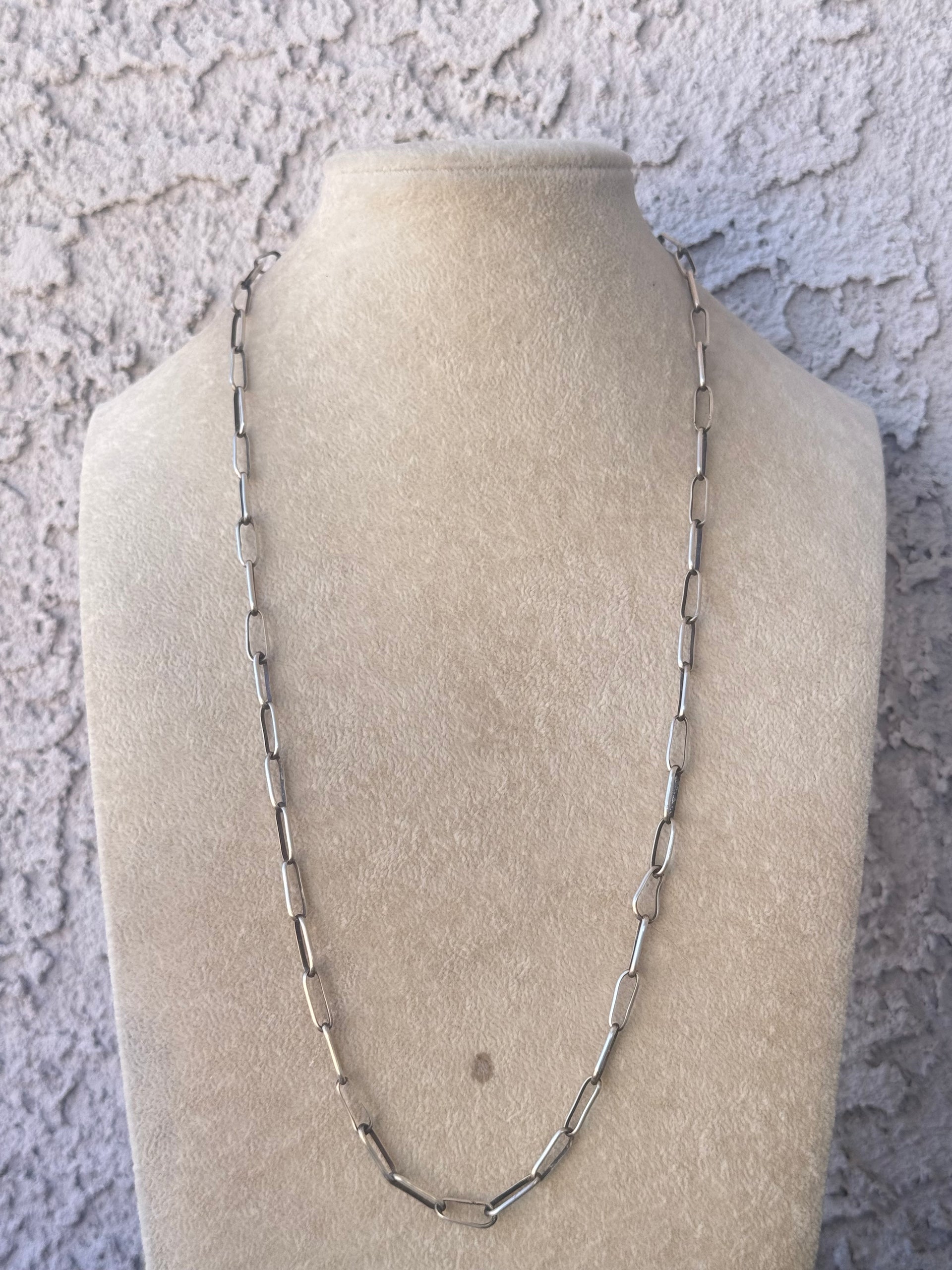 Navajo Made Sterling Silver Paperclip Link Chain Necklace