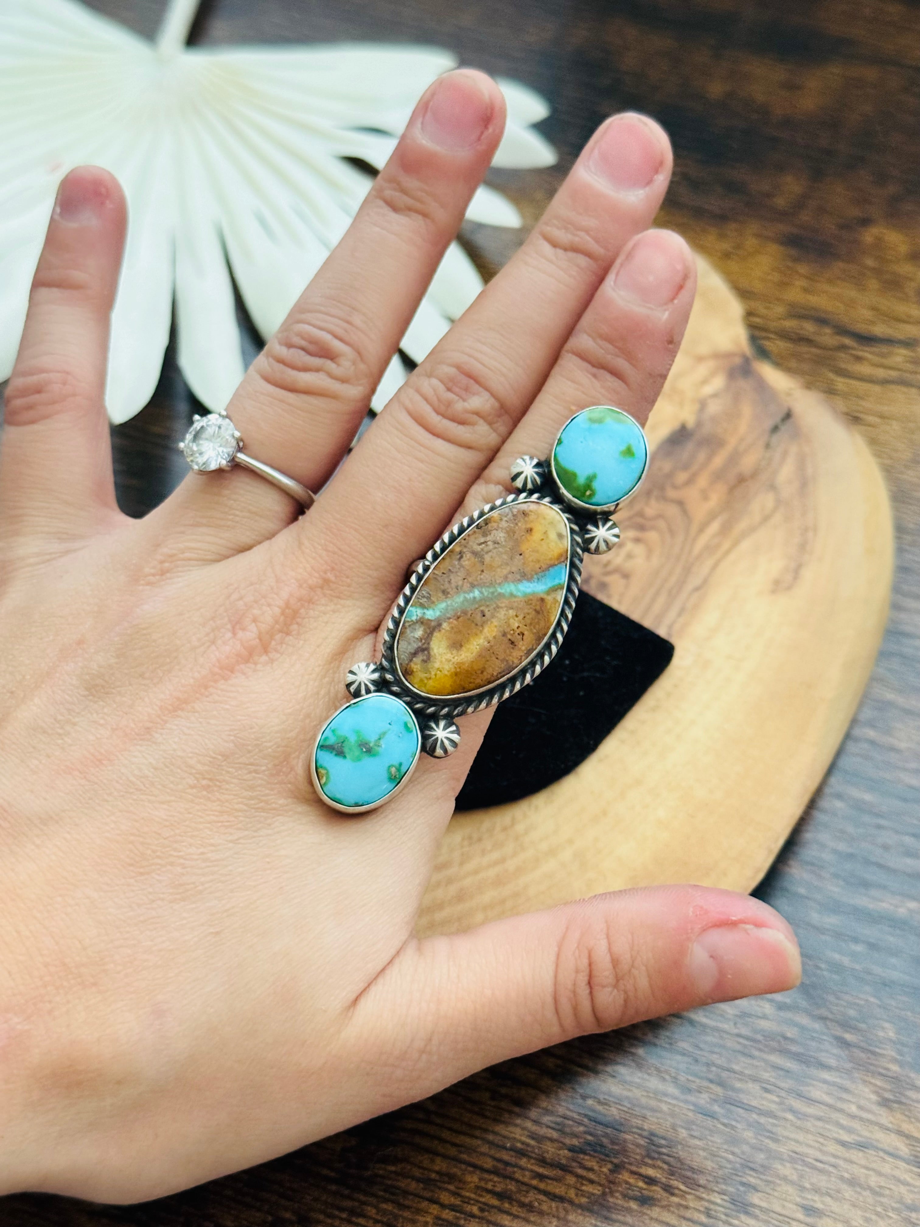 Alfred Martinez Multi Turquoise & Sterling Silver Adjustable Ring