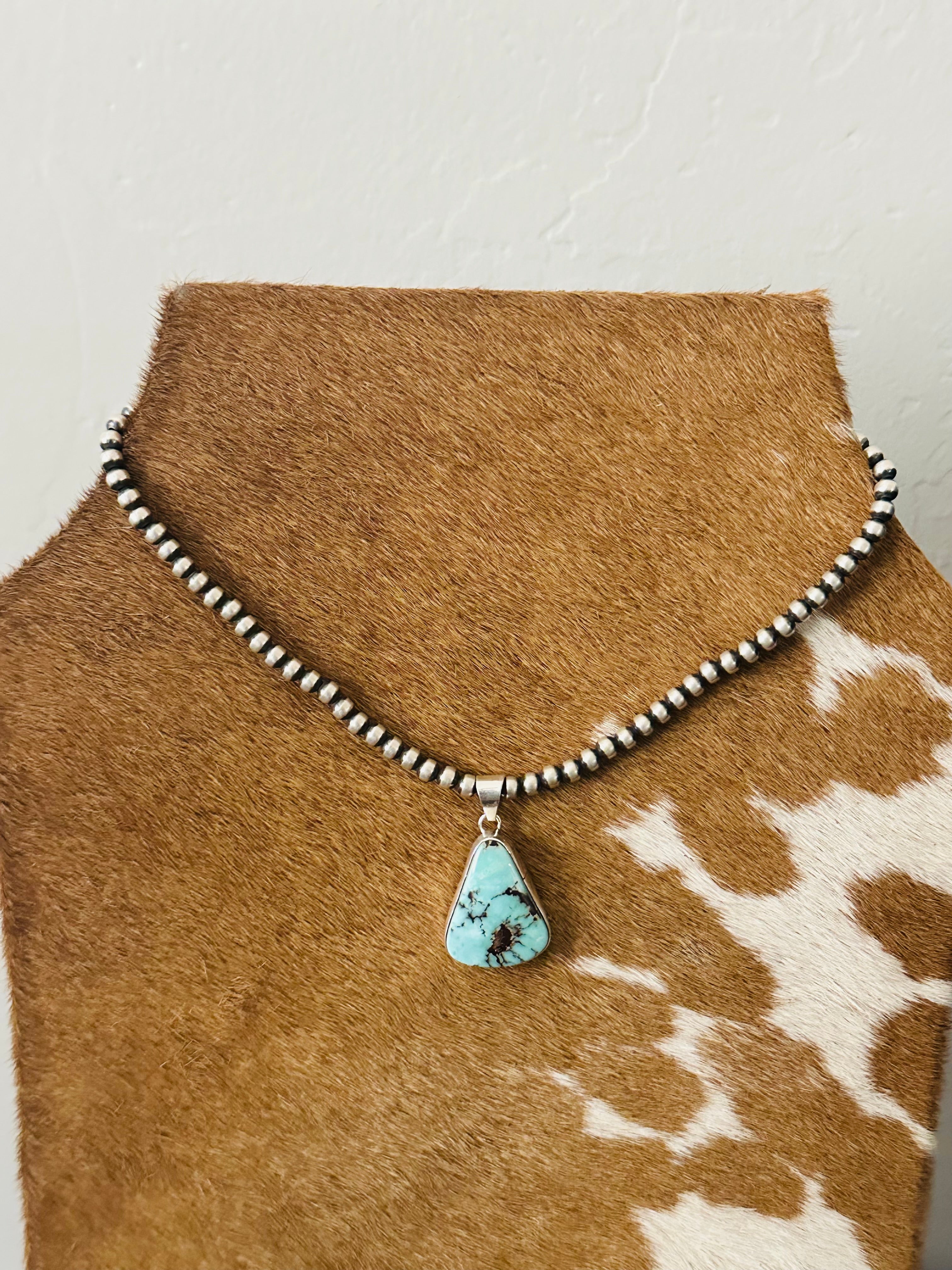 Navajo Made Dry Creek Turquoise & Sterling Silver Pendant