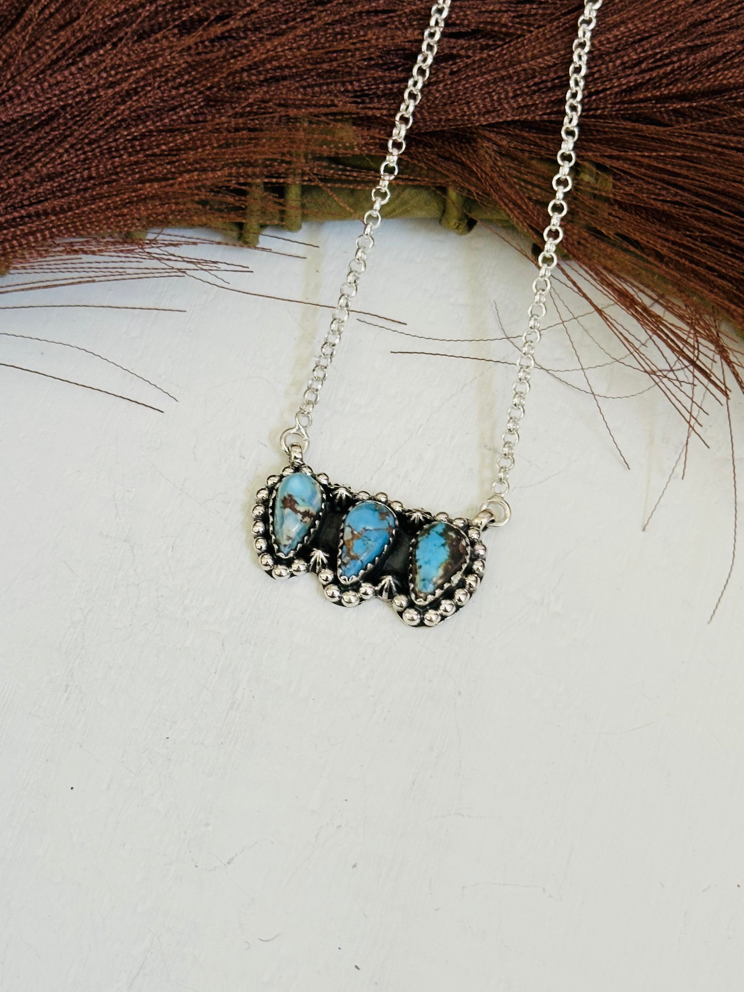 TTD “Array” Golden Hills Turquoise & Sterling Silver Necklace