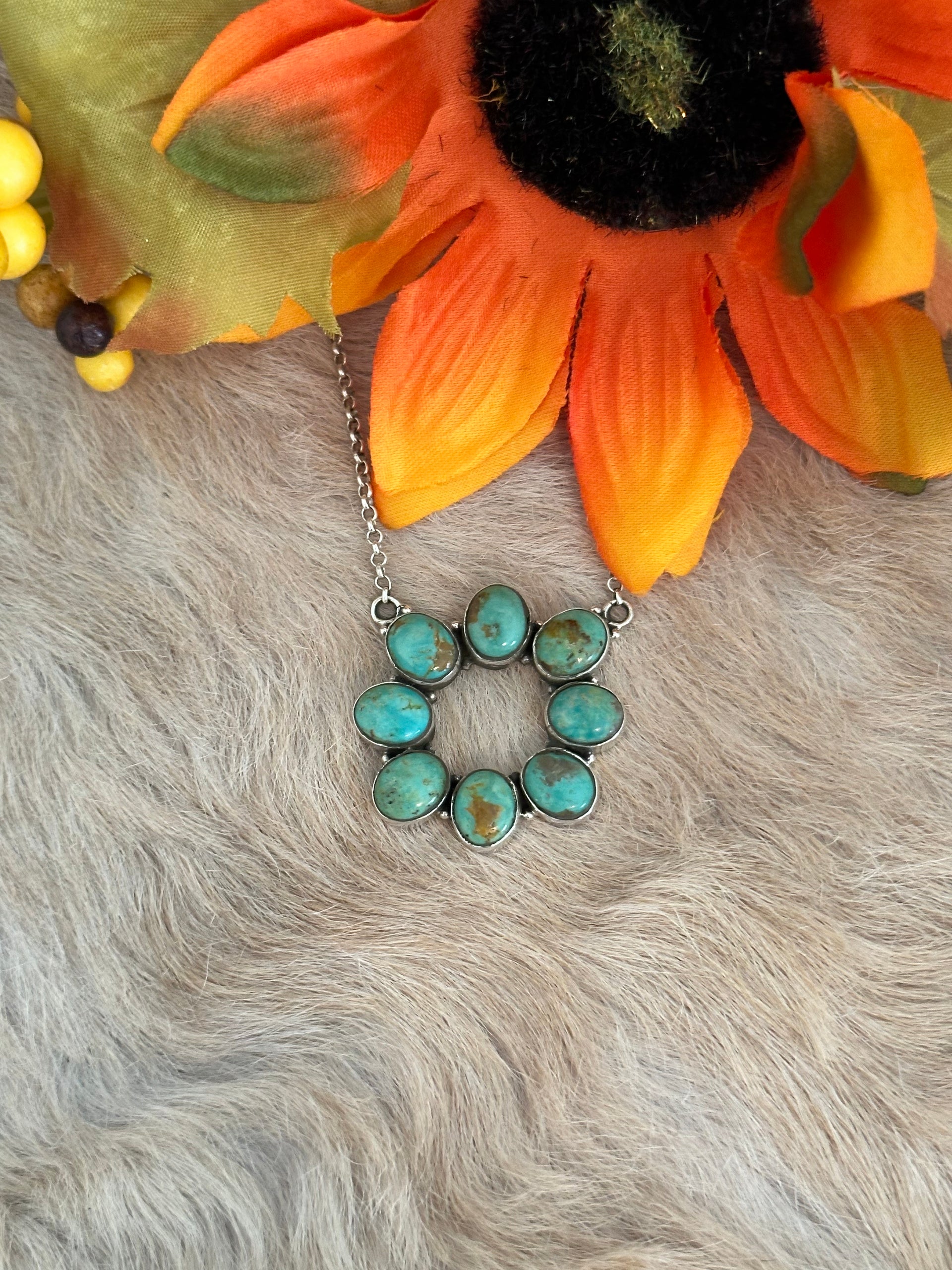 Southwest Made Kingman Turquoise & Sterling Silver Necklace