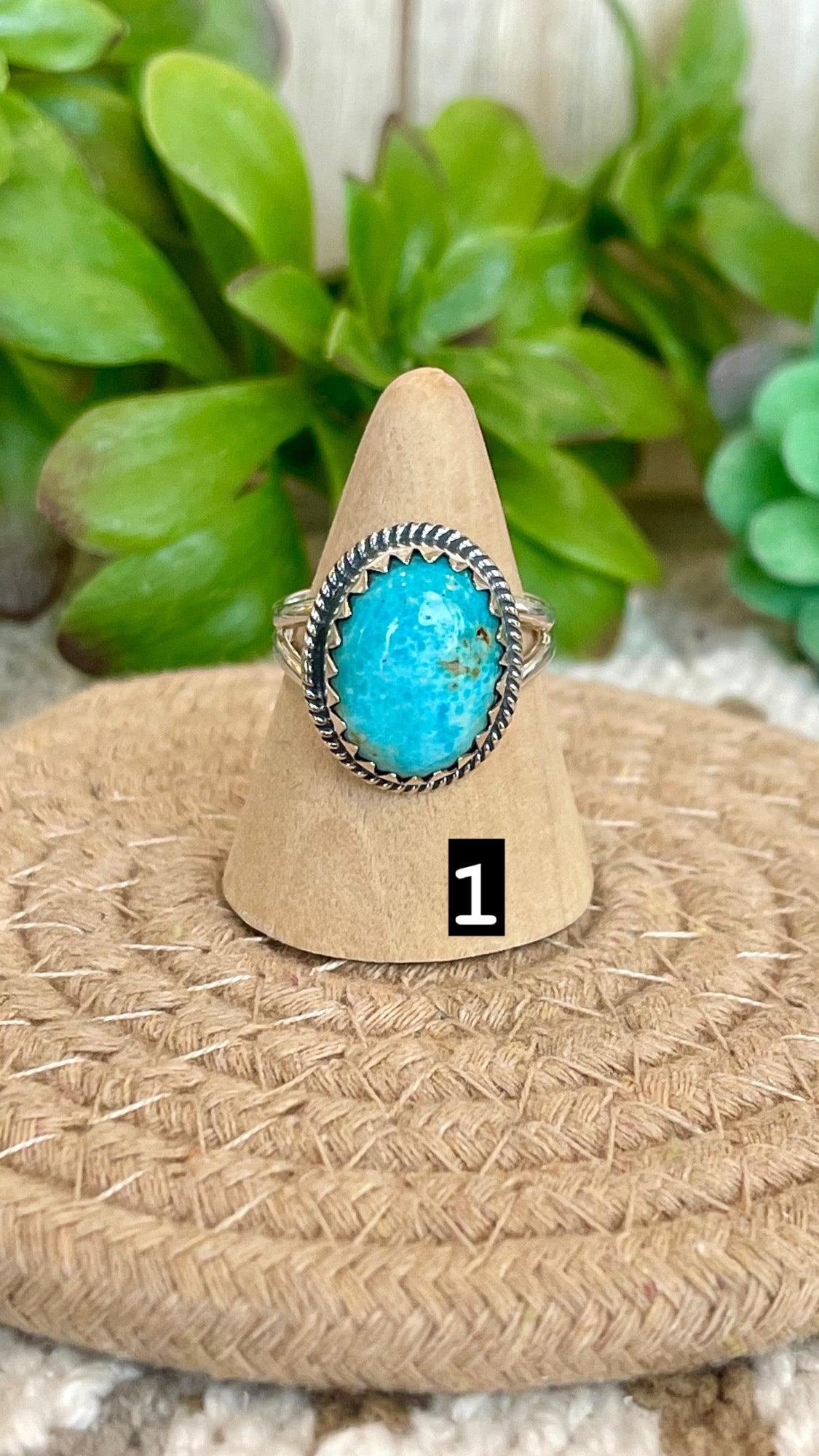 Southwest Handmade Kingman Turquoise & Sterling Silver Size 9 Ring