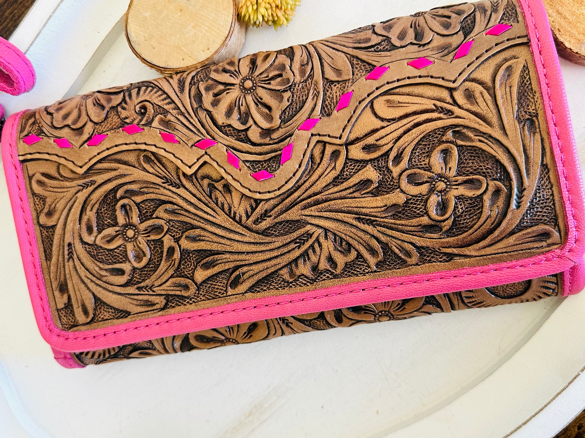 Genuine Tooled Leather Wallet/Clutch