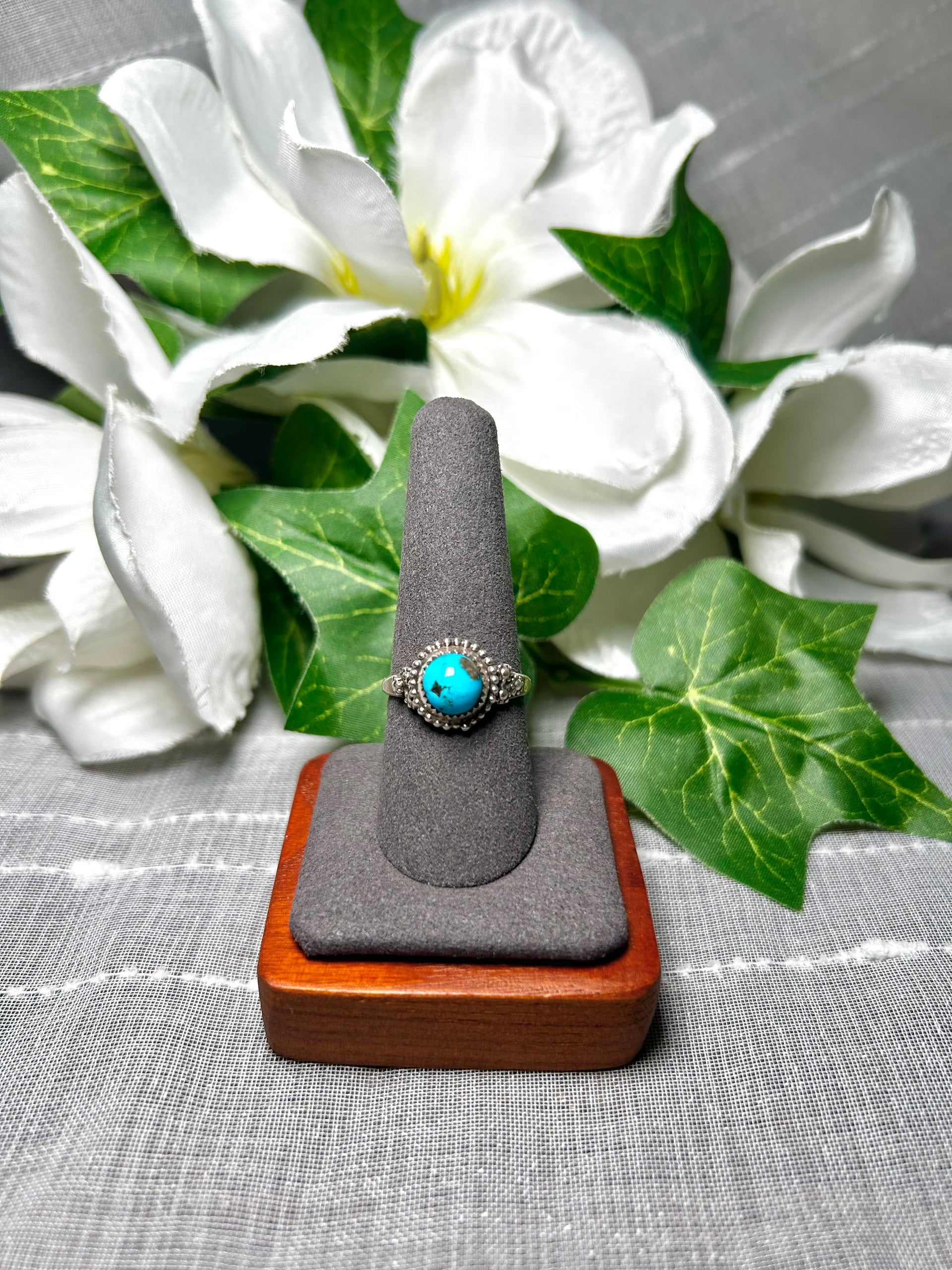 Navajo Made Kingman Turquoise & Sterling Silver Ring Size 9