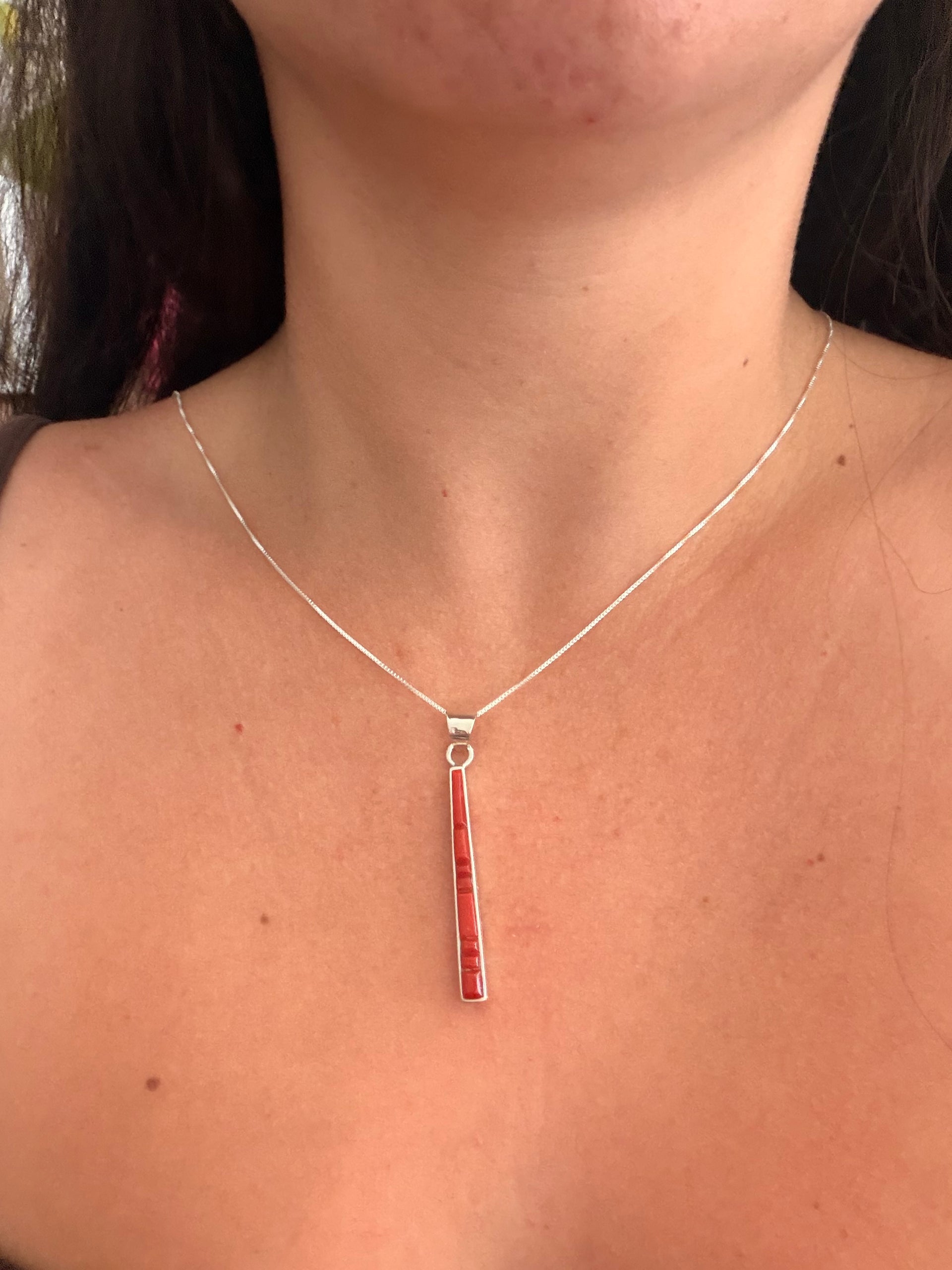Navajo Made Red Coral & Sterling Silver Cobblestone Necklace