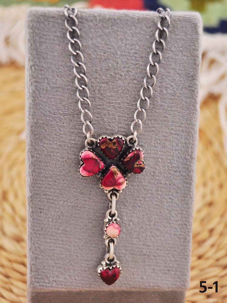 Southwest Made Rose Dahlia & Sterling Silver Necklace
