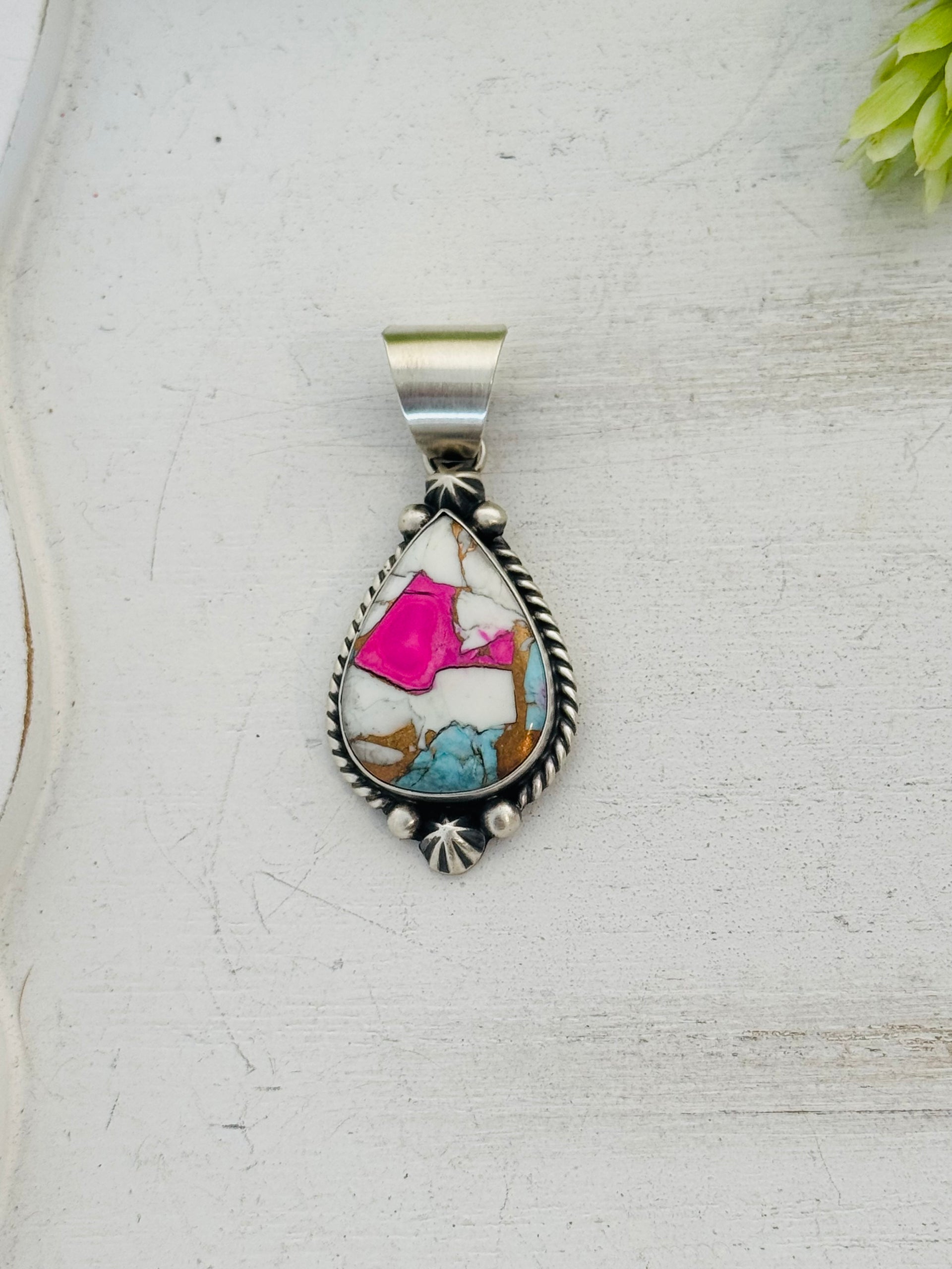 Donovan Skeets Cotton Candy Dahlia & Sterling Silver Pendant
