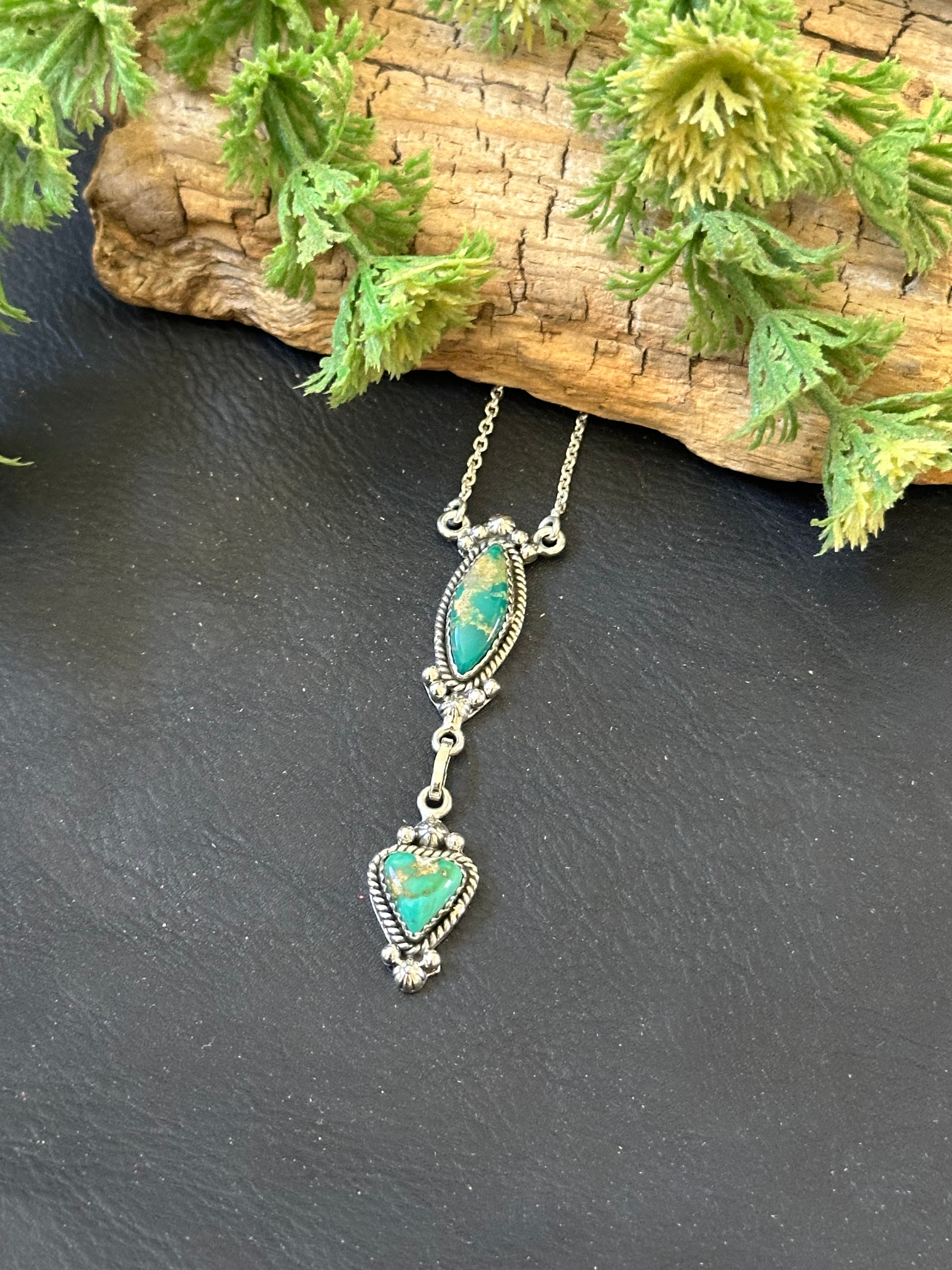 Southwest Handmade Emerald Valley Turquoise & Sterling Silver Necklace