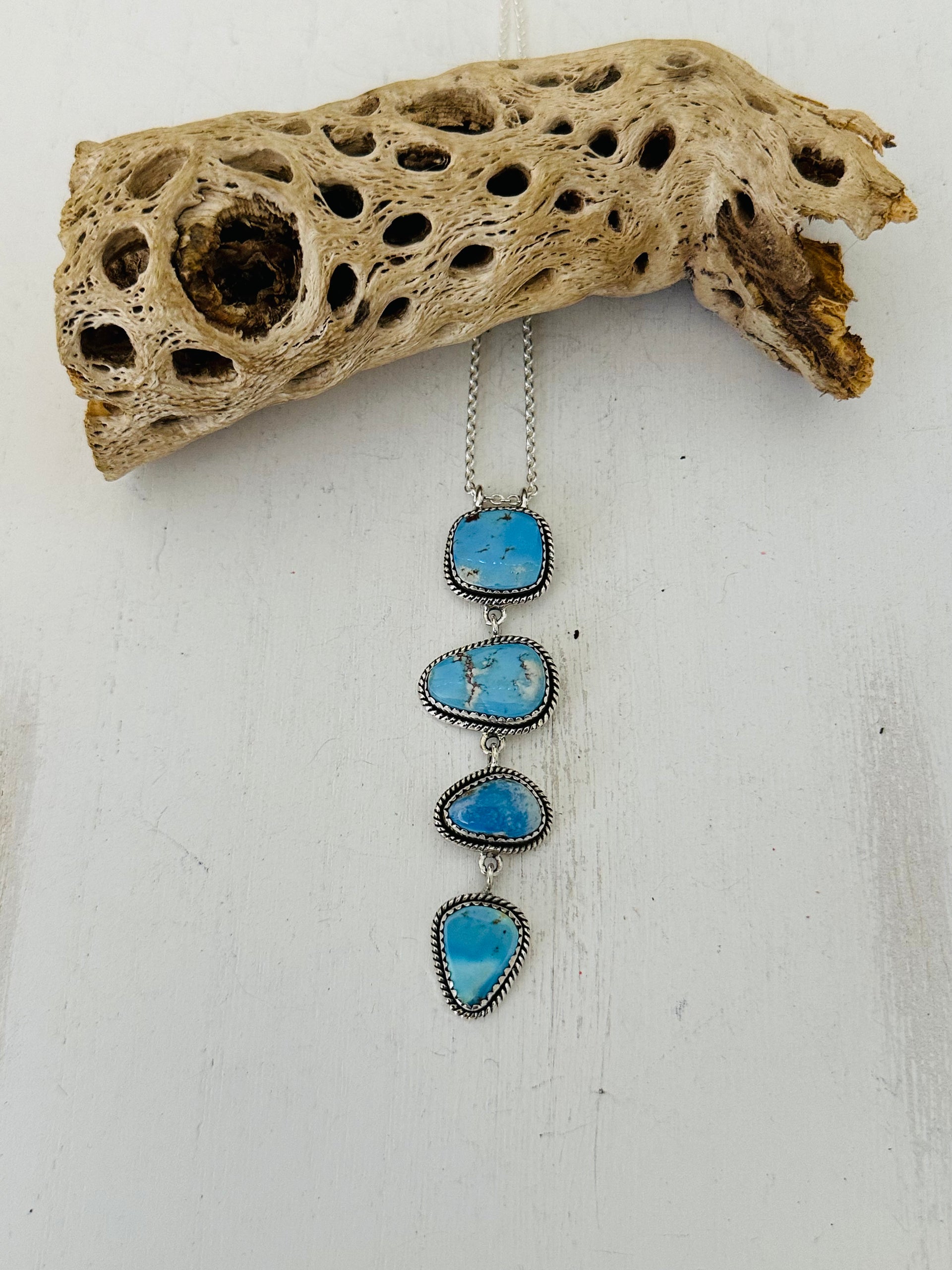 Southwest Handmade Golden Hills Turquoise & Sterling Silver Necklace