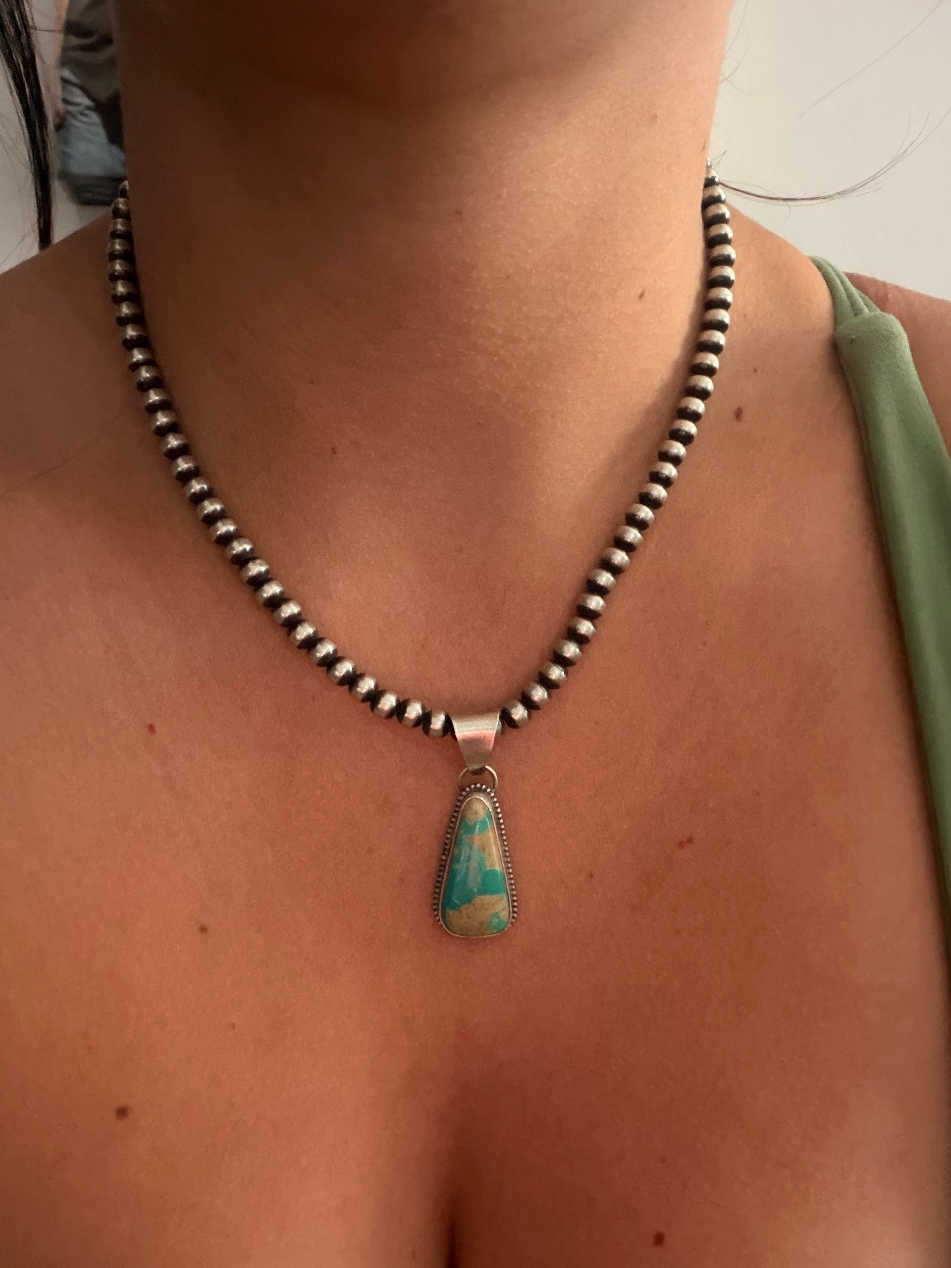 Navajo Made Royston Turquoise & Sterling Silver Pendant