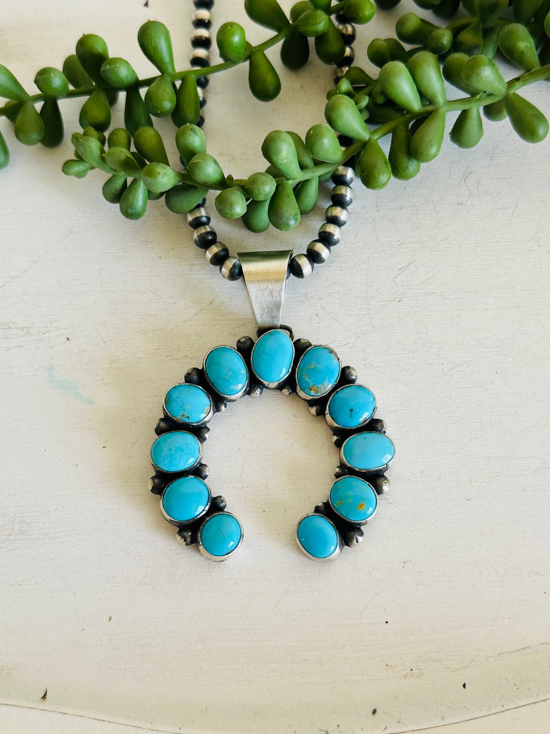 Bessie Johnson Blue Ridge Turquoise & Sterling Silver Naja Pendant