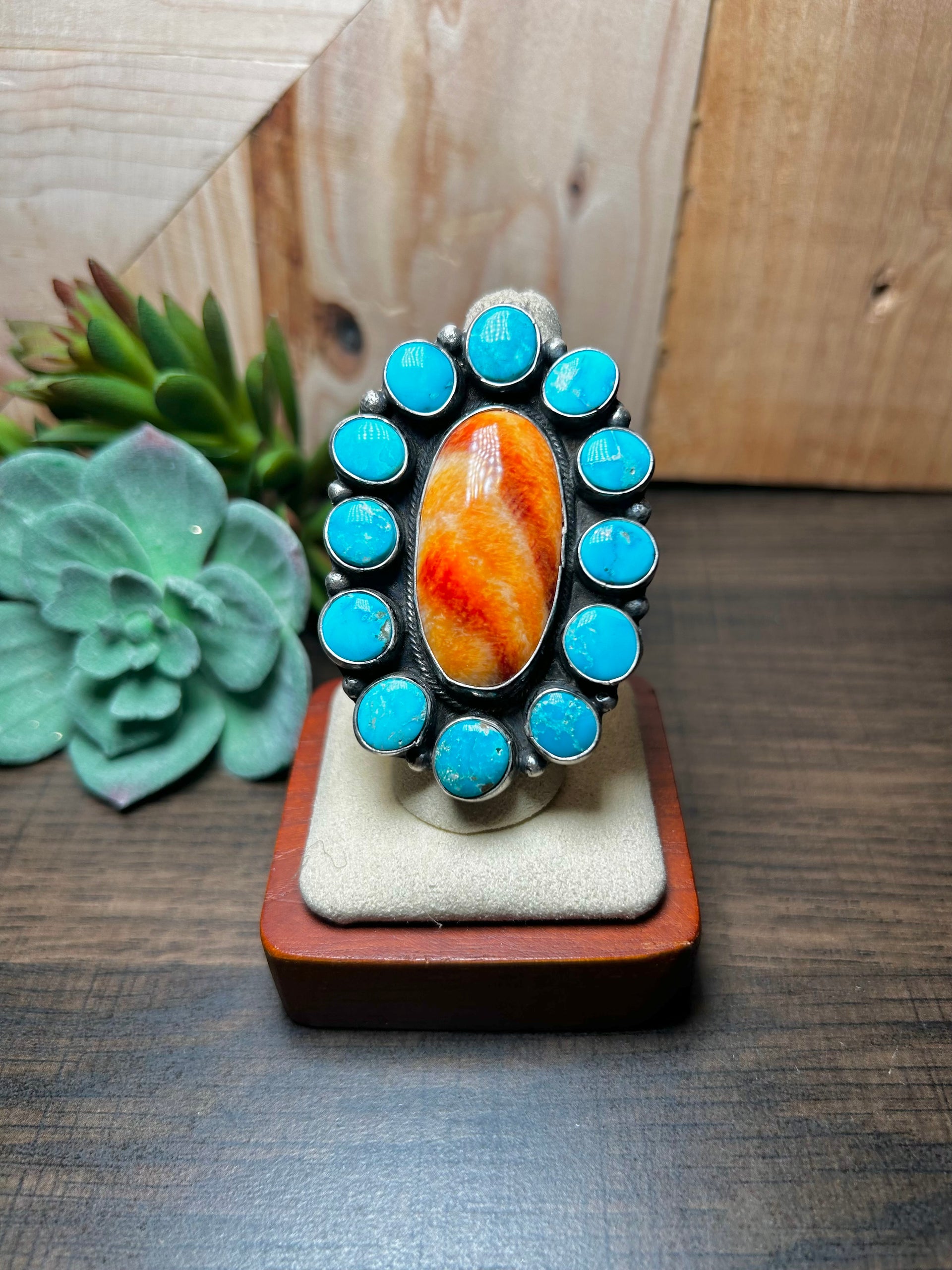 Sheila Becenti Multi Stone & Sterling Silver Adjustable Ring