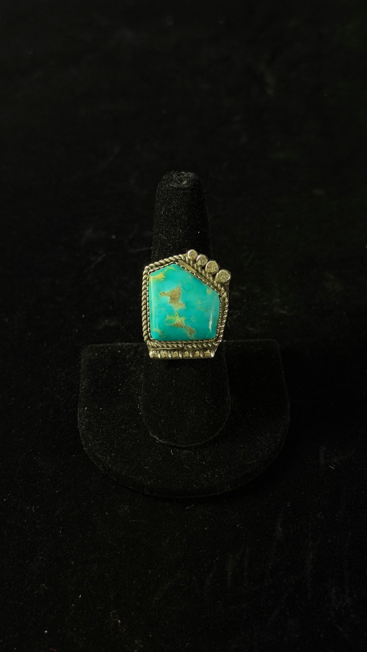 Philbert Nez Kingman Turquoise & Sterling Silver Adjustable Ring