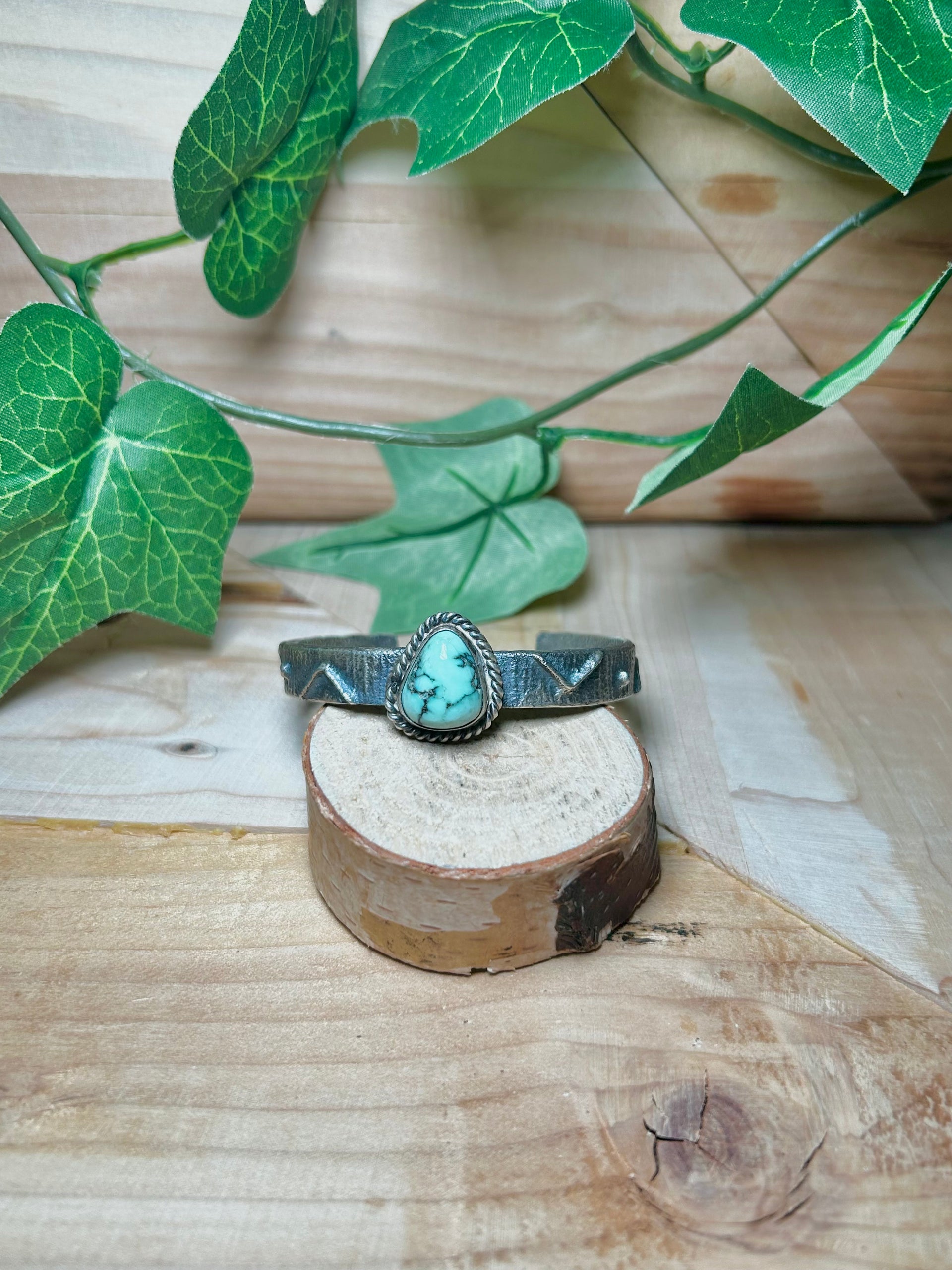 Navajo Made New Lander Varicsite Tufa Cast & Sterling Silver Cuff Bracelet