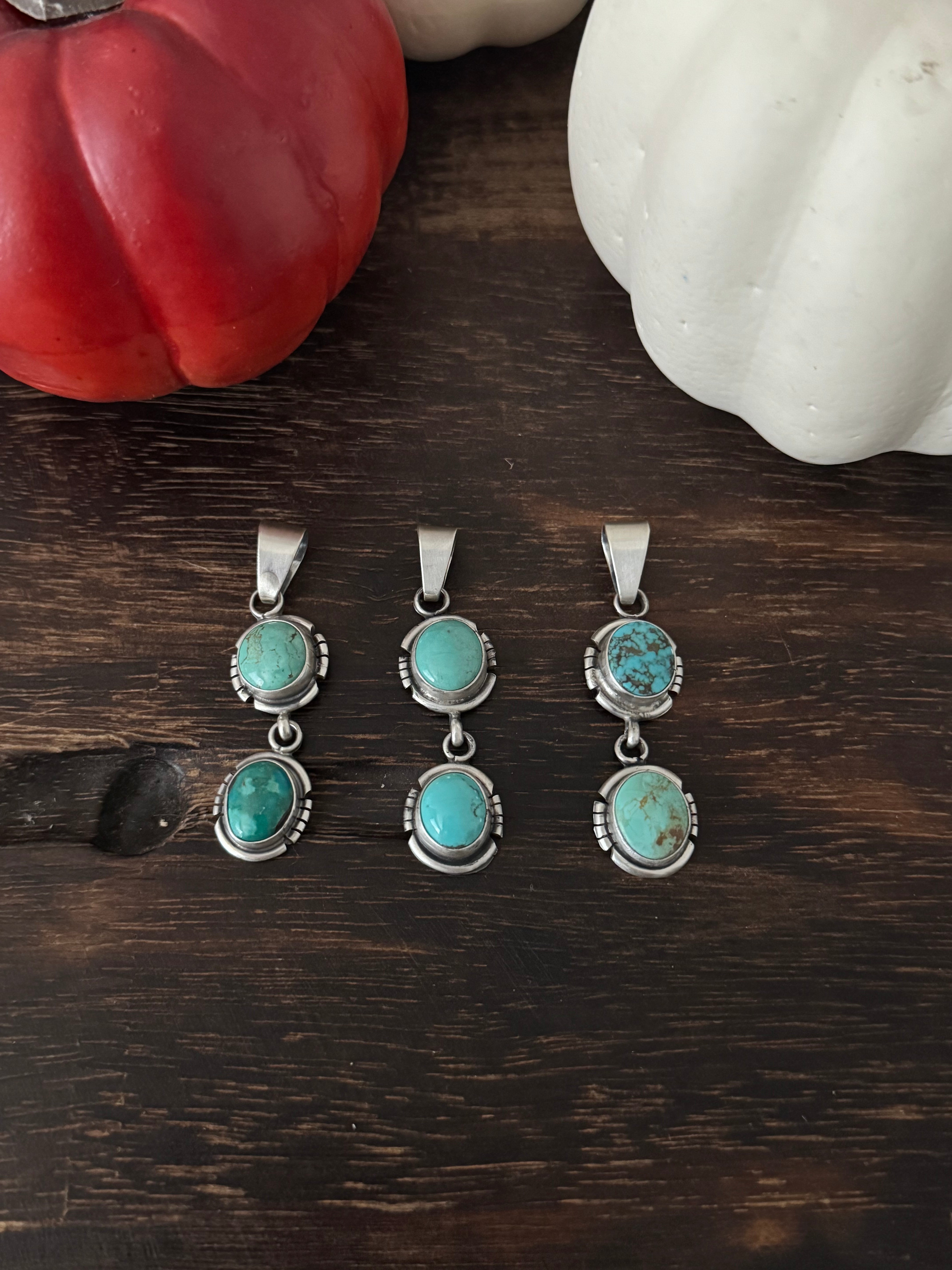 Navajo Made Kingman Turquoise & Sterling Silver Pendant