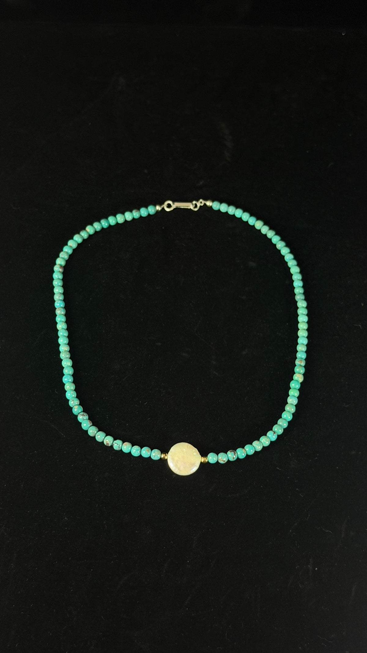 Navajo Strung Multi Stone & Sterling Silver & 14K Gold Plated Beaded 16” Necklace