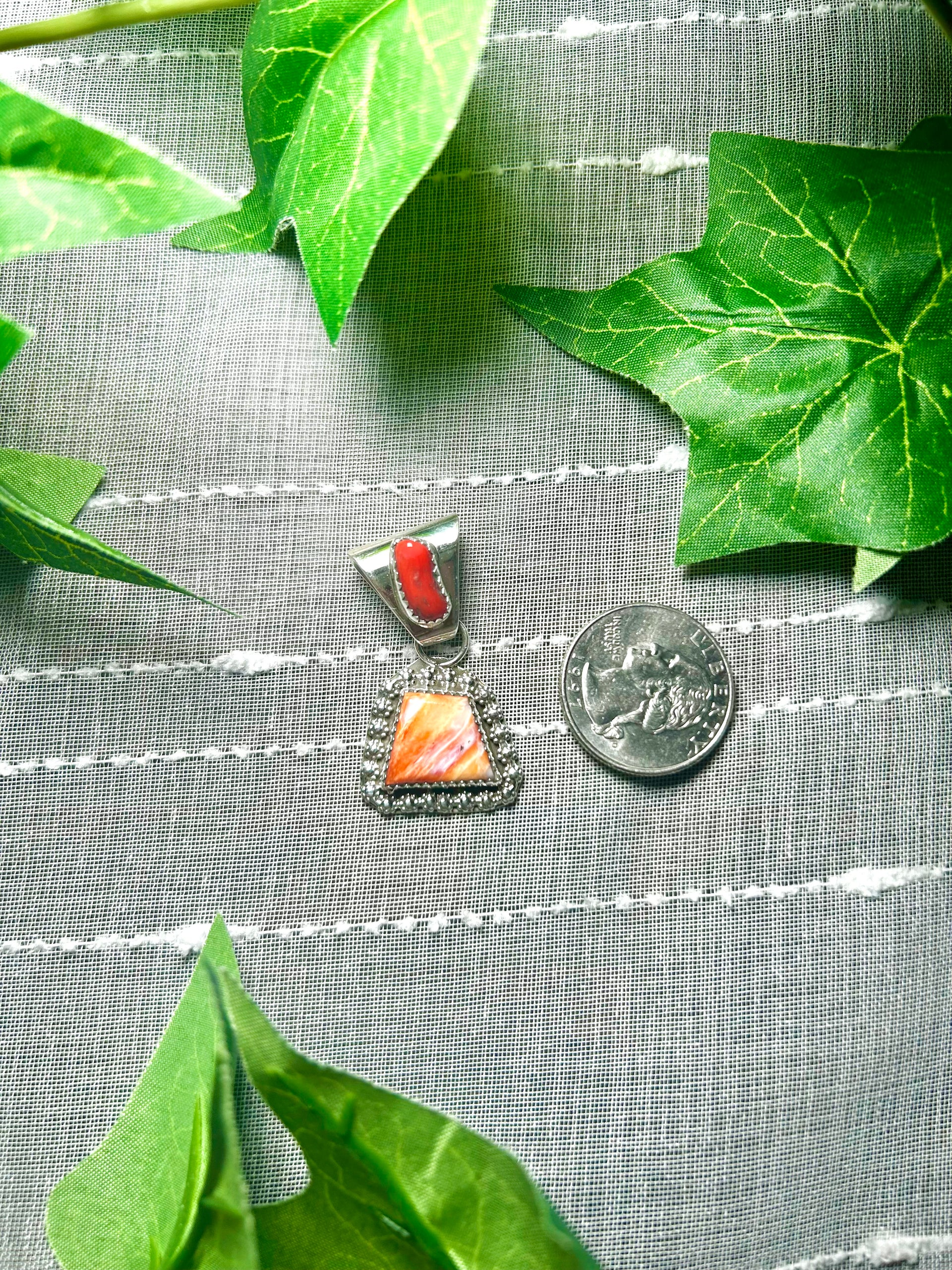Navajo Made Multi Stone & Sterling Silver Pendant