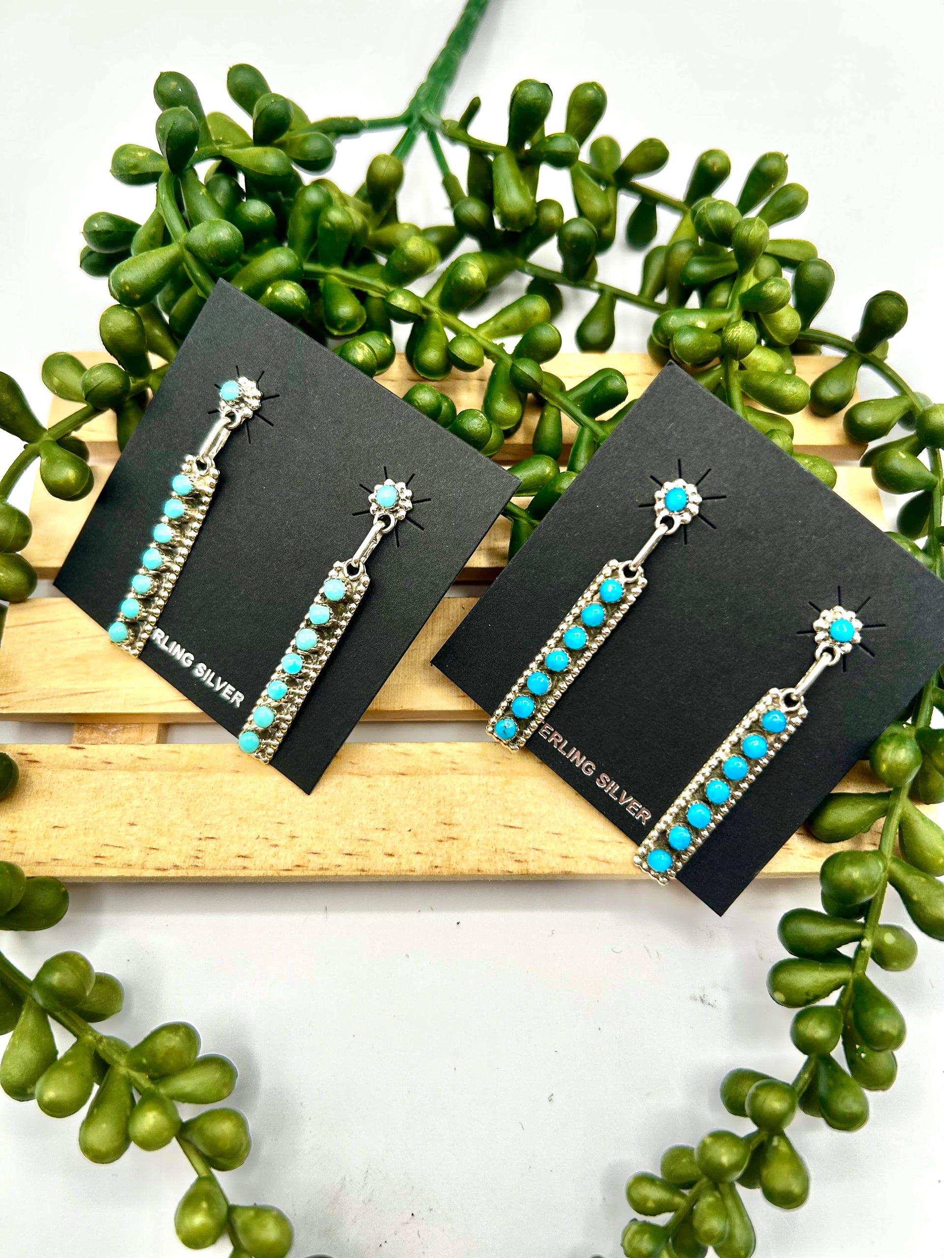 Navajo Made Kingman Turquoise & Sterling Silver Post Earrings