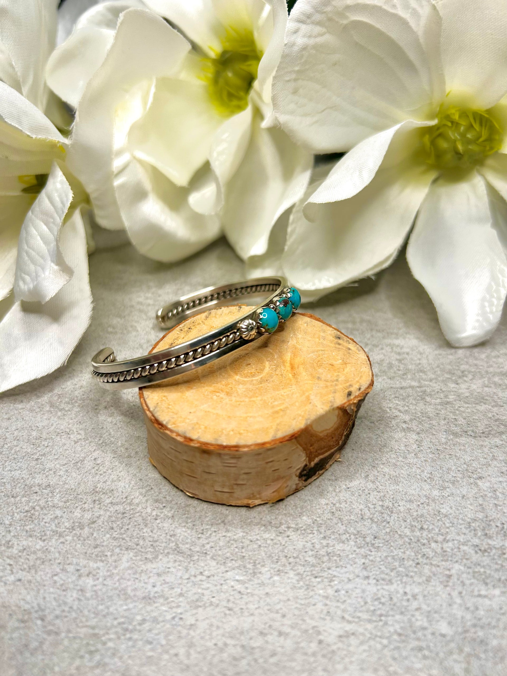 Navajo Made Kingman Turquoise & Sterling Silver Cuff Bracelet