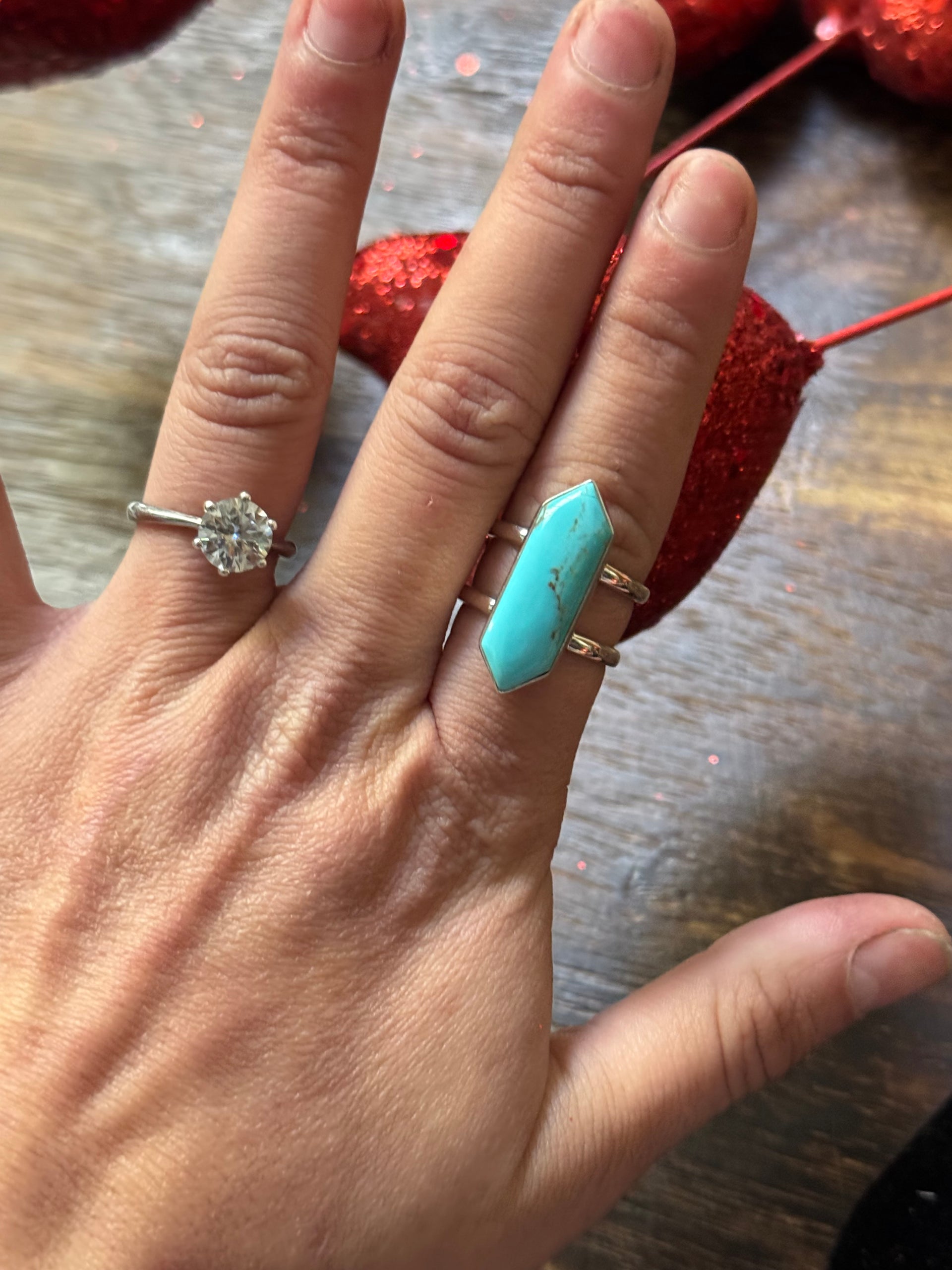 Southwest Handmade Kingman Turquoise & Sterling Silver Adjustable Ring
